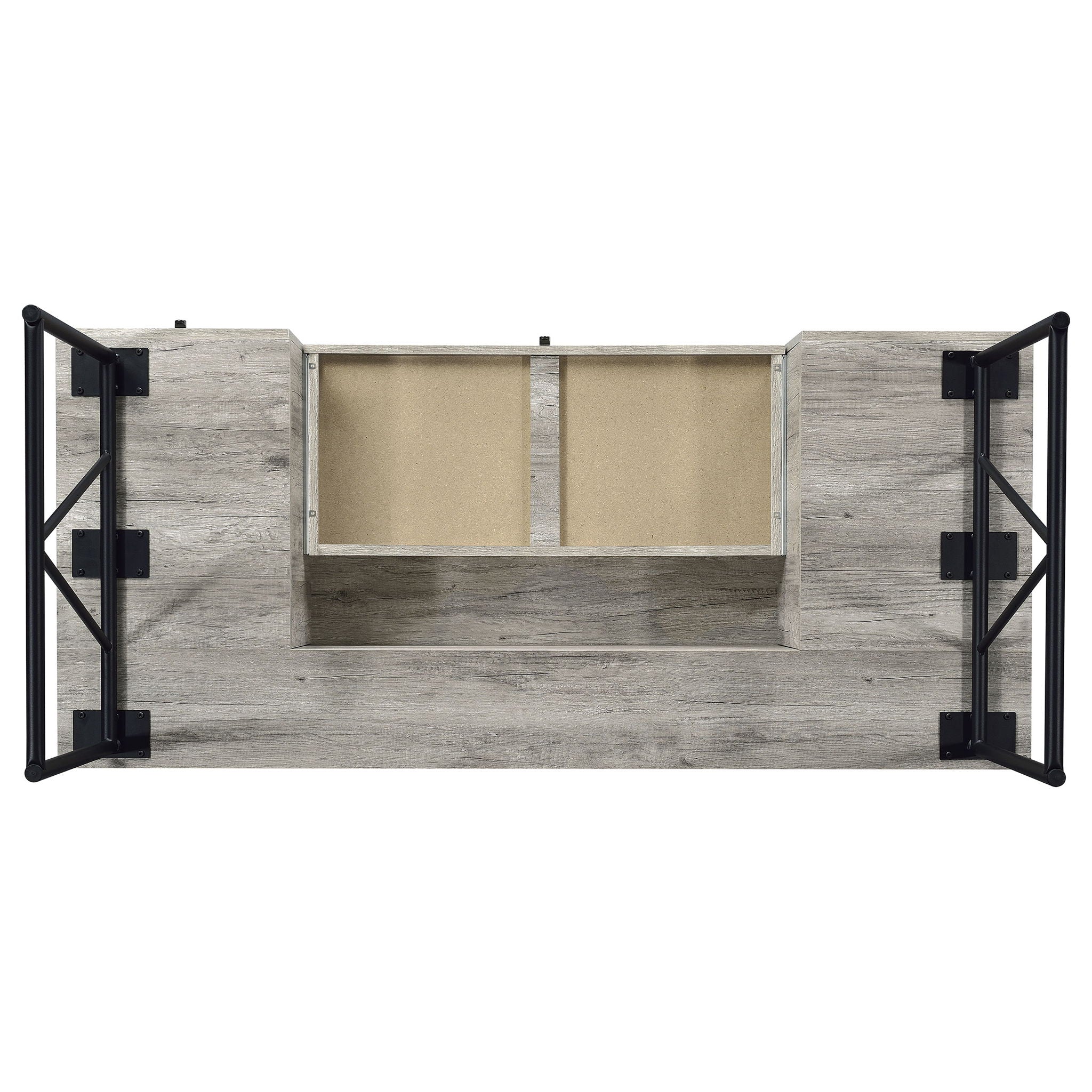 Rustic Industrial Charm Writing Desk With 4 Drawers And Open Shelf