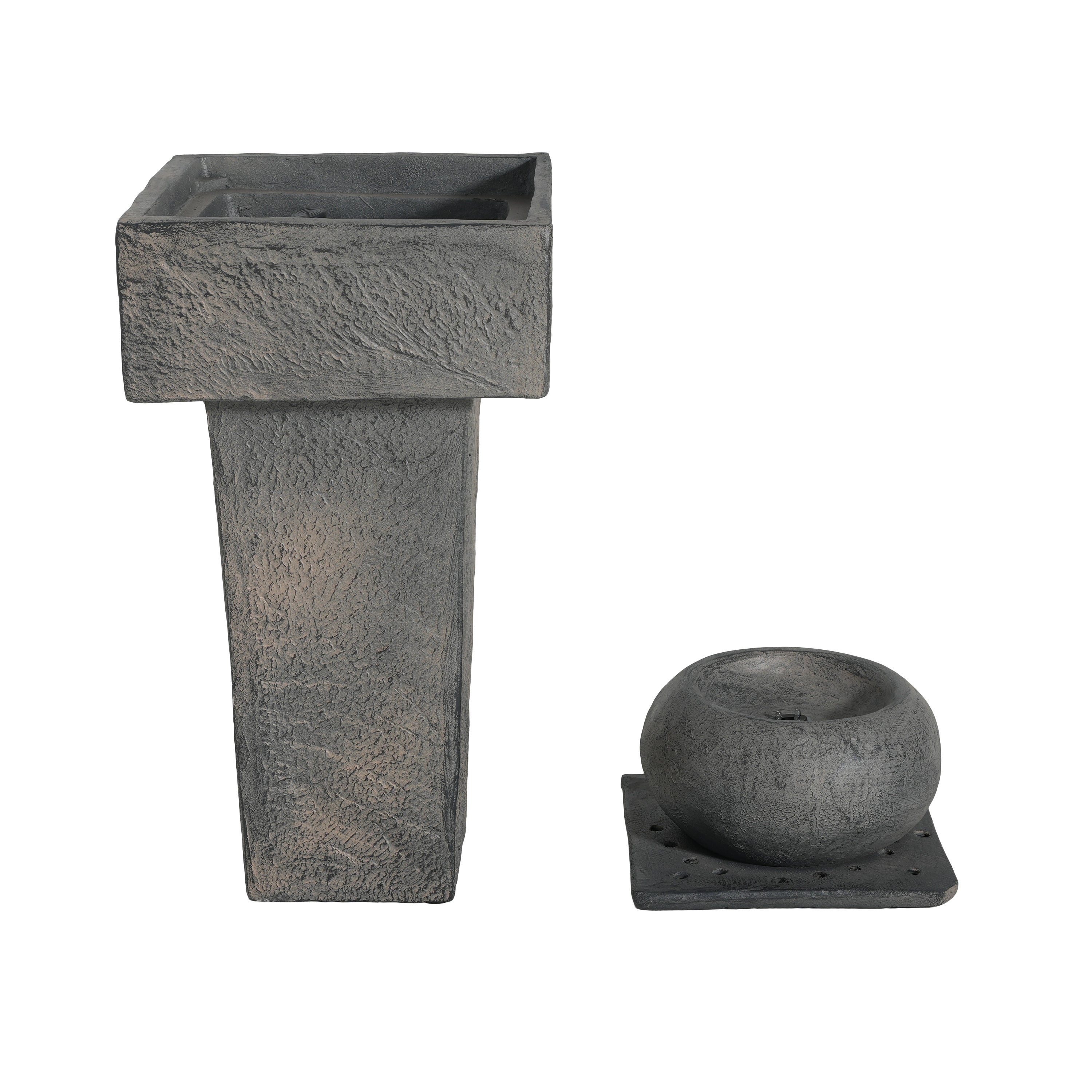 25.59'H Minimalist Concrete Column Fountain with LED Lighting