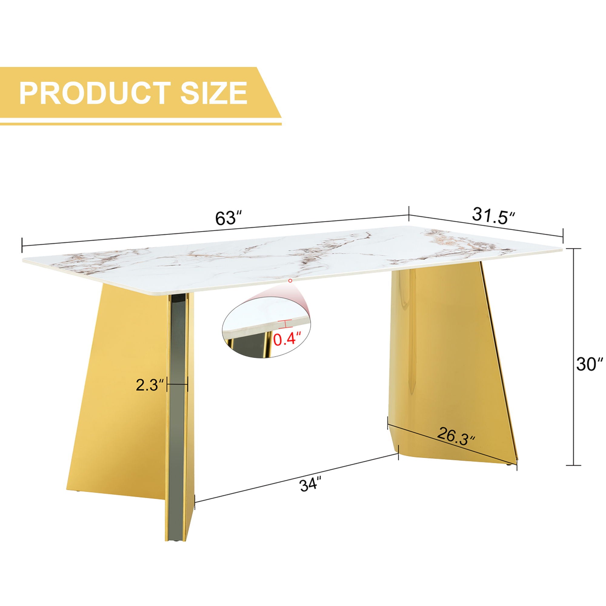 Marble Patterned Slab Dining Table With Steel Butterfly Legs