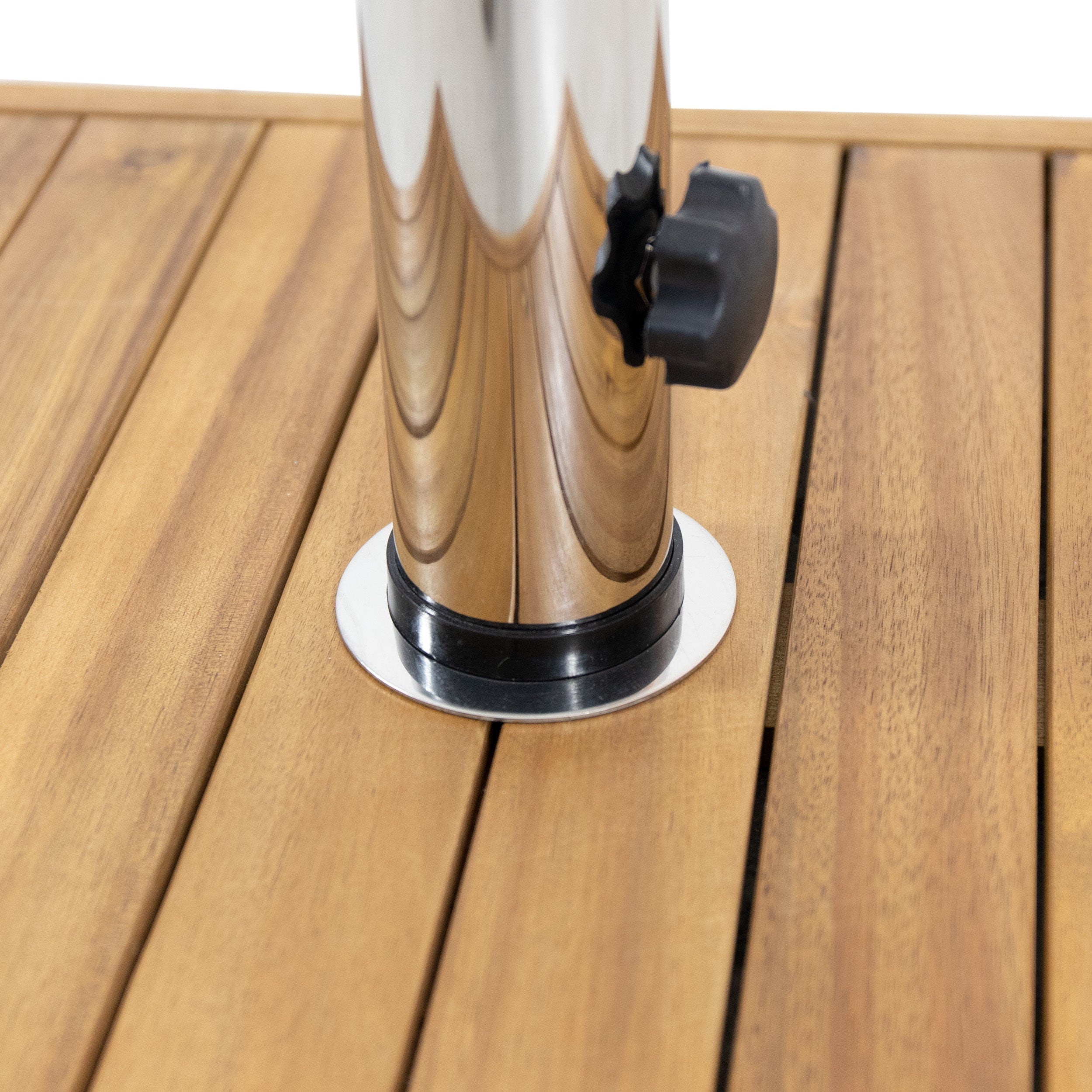 RALPH Square Umbrella Base with Teak Finish and Acacia Wood Construction