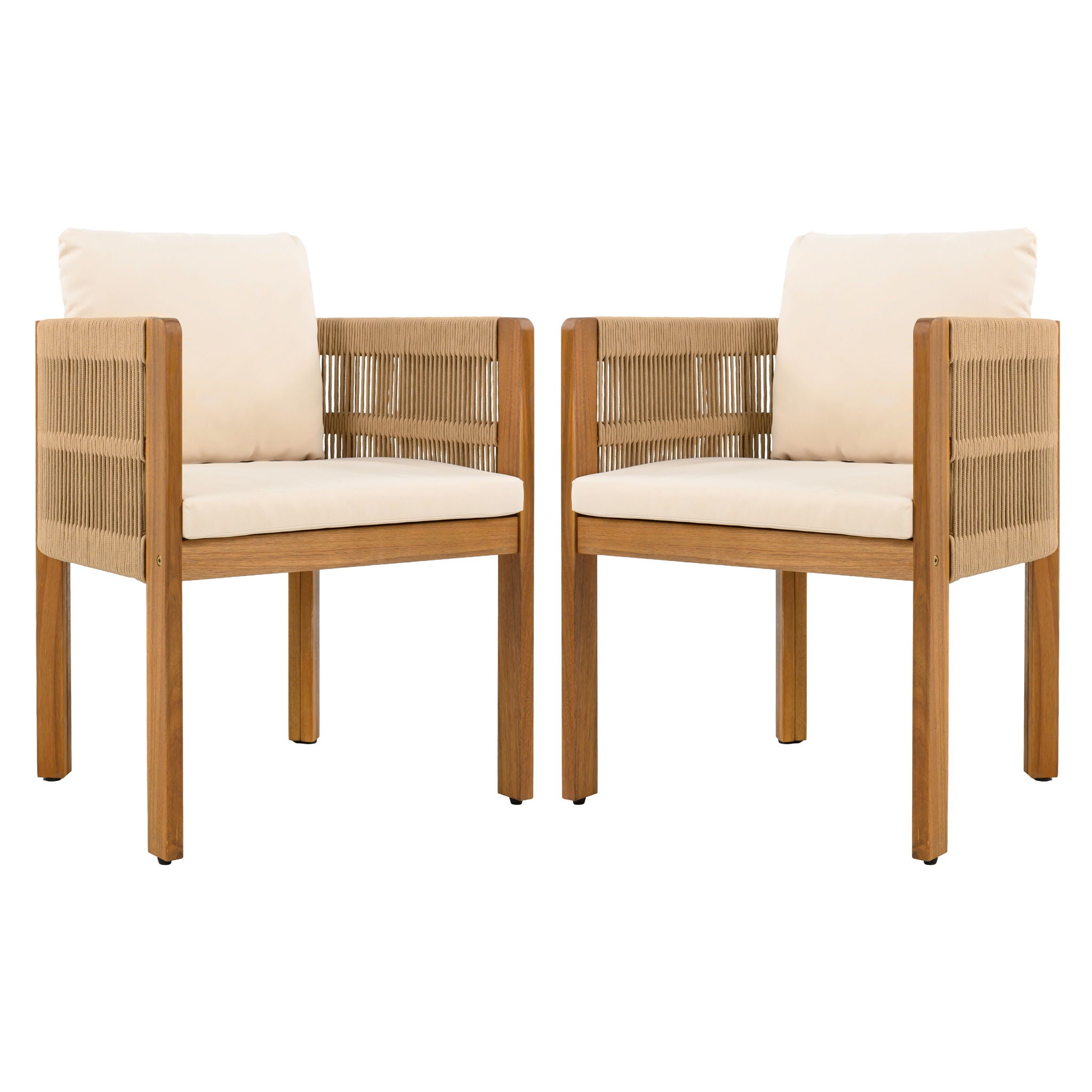 Outdoor Dining Chairs With Rope Handles (Set of 2)