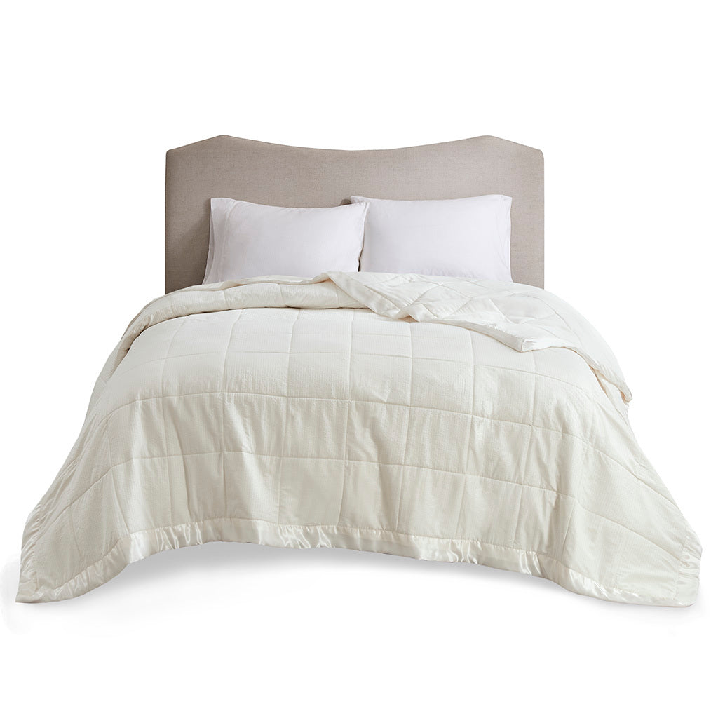 Oversized Down Alternative Blanket with Satin Trim