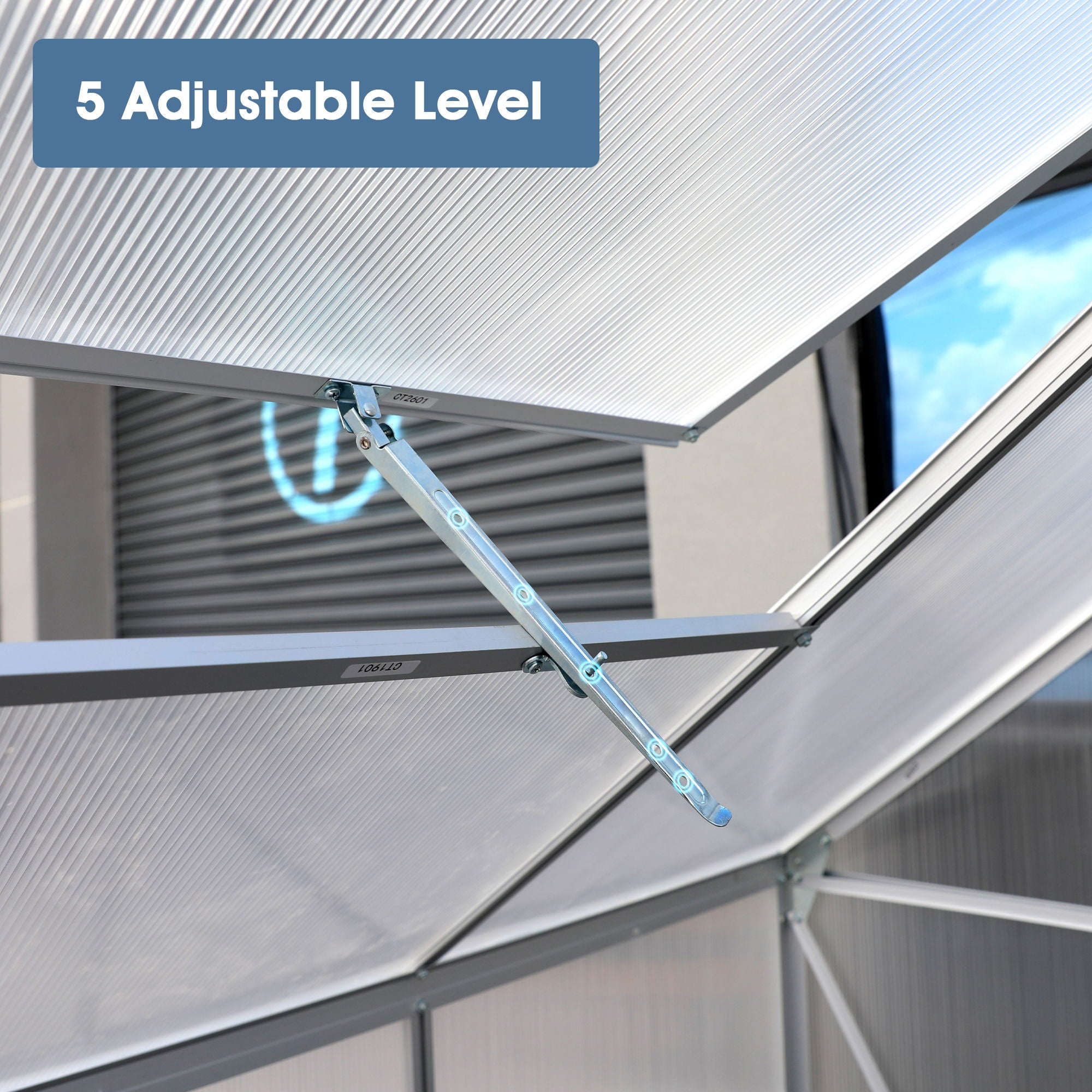 Walk-In Polycarbonate Greenhouse & Roof Vent, Sliding Doors, Aluminum Hobby Hot House For Outdoor