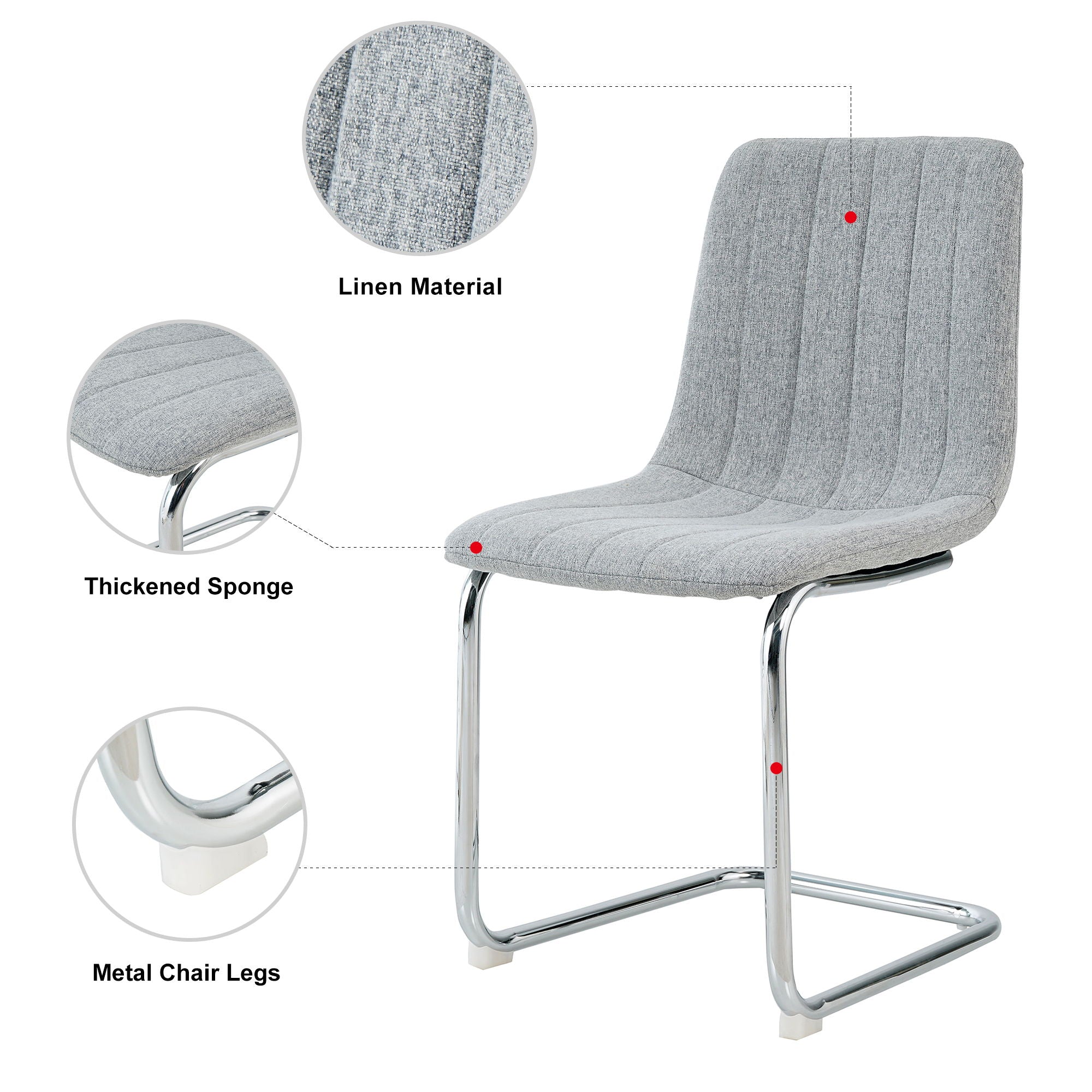 Modern Dining Chair With Metal Legs