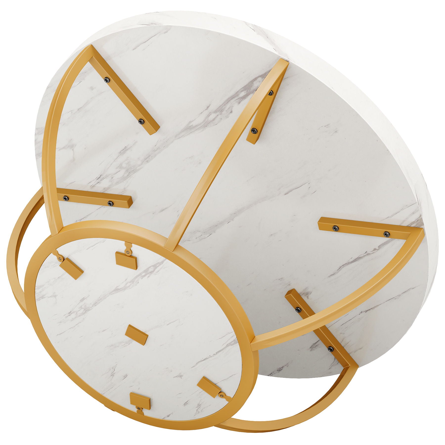 2 Tier Circle Coffee Table With Storage Shelves