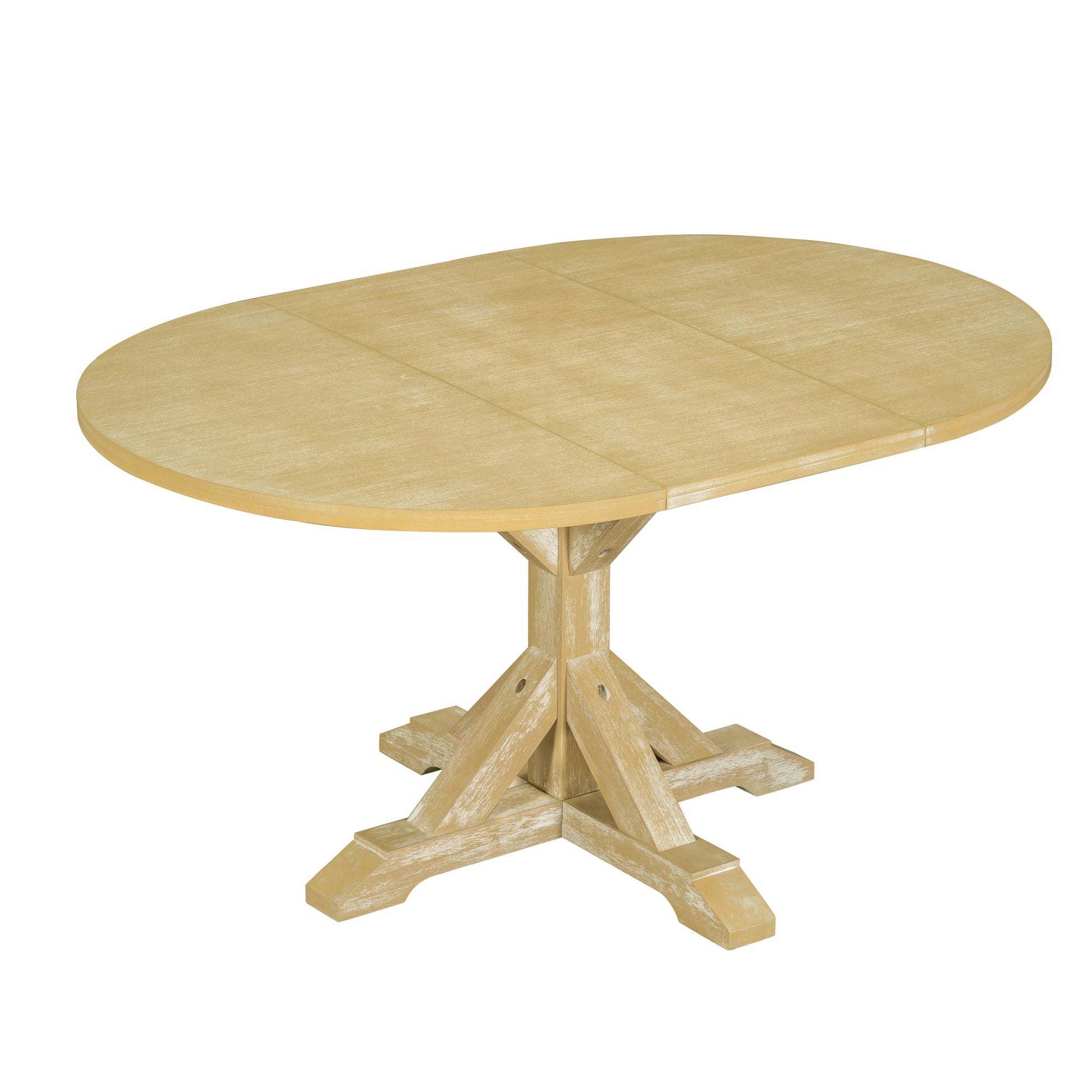 Topmax - 6 Piece Farmhouse Extendable Pedestal Dining Table Set With 18Inch Removable Leaf, Bench And 4 Ladder Back Dining Chairs - Best Buy Furniture