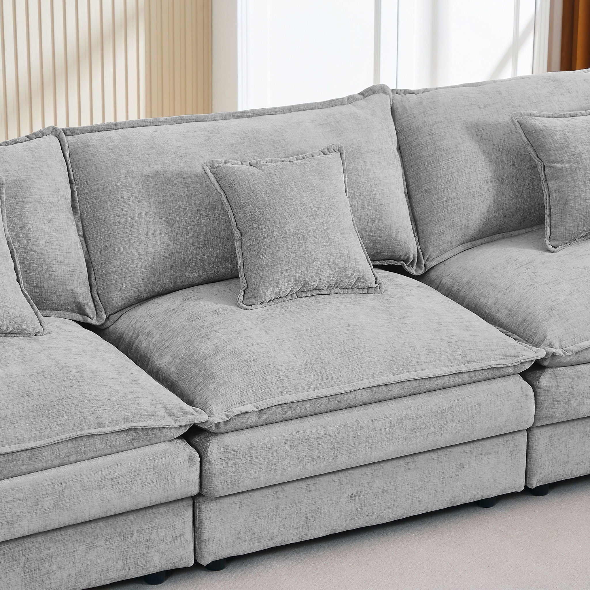 Contemporary Modular Sectional Sofa Set With Movable Ottoman