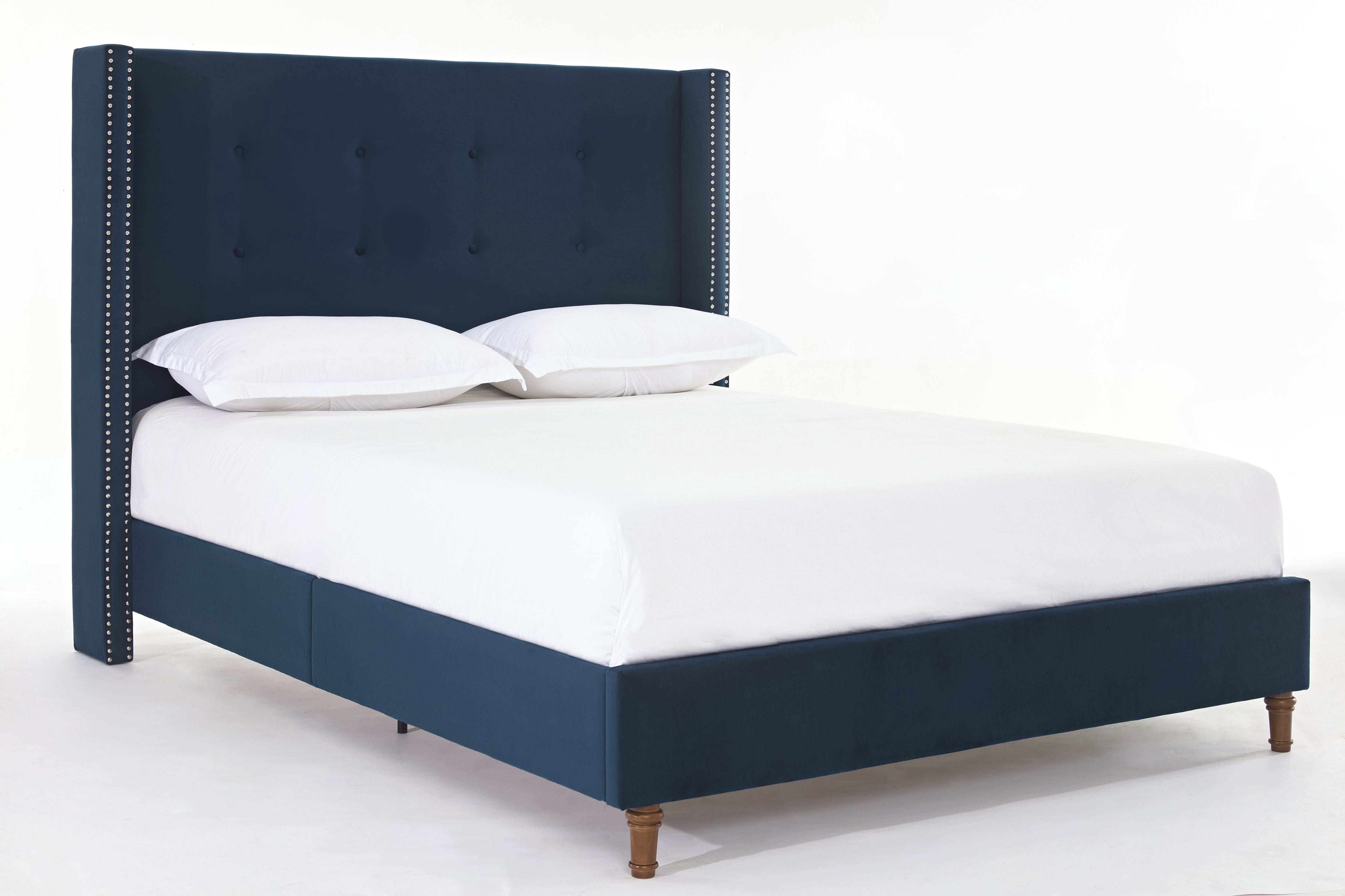 Peyton - Upholstered Bed With 54" High Headboard, Traditional Hand Buttoned Tufting - Best Buy Furniture