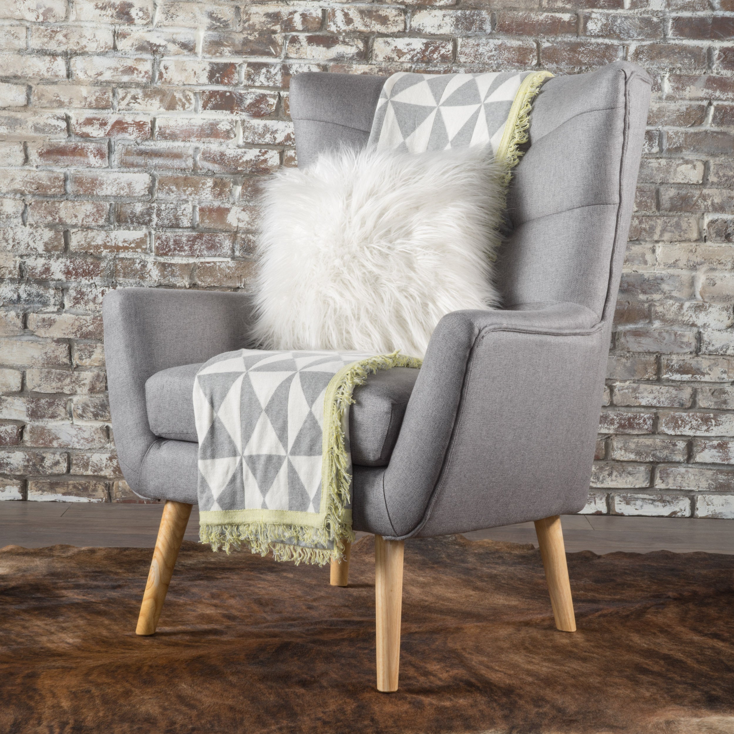 Gray Fabric Club Chair with Rubberwood Legs - Best Buy Furniture