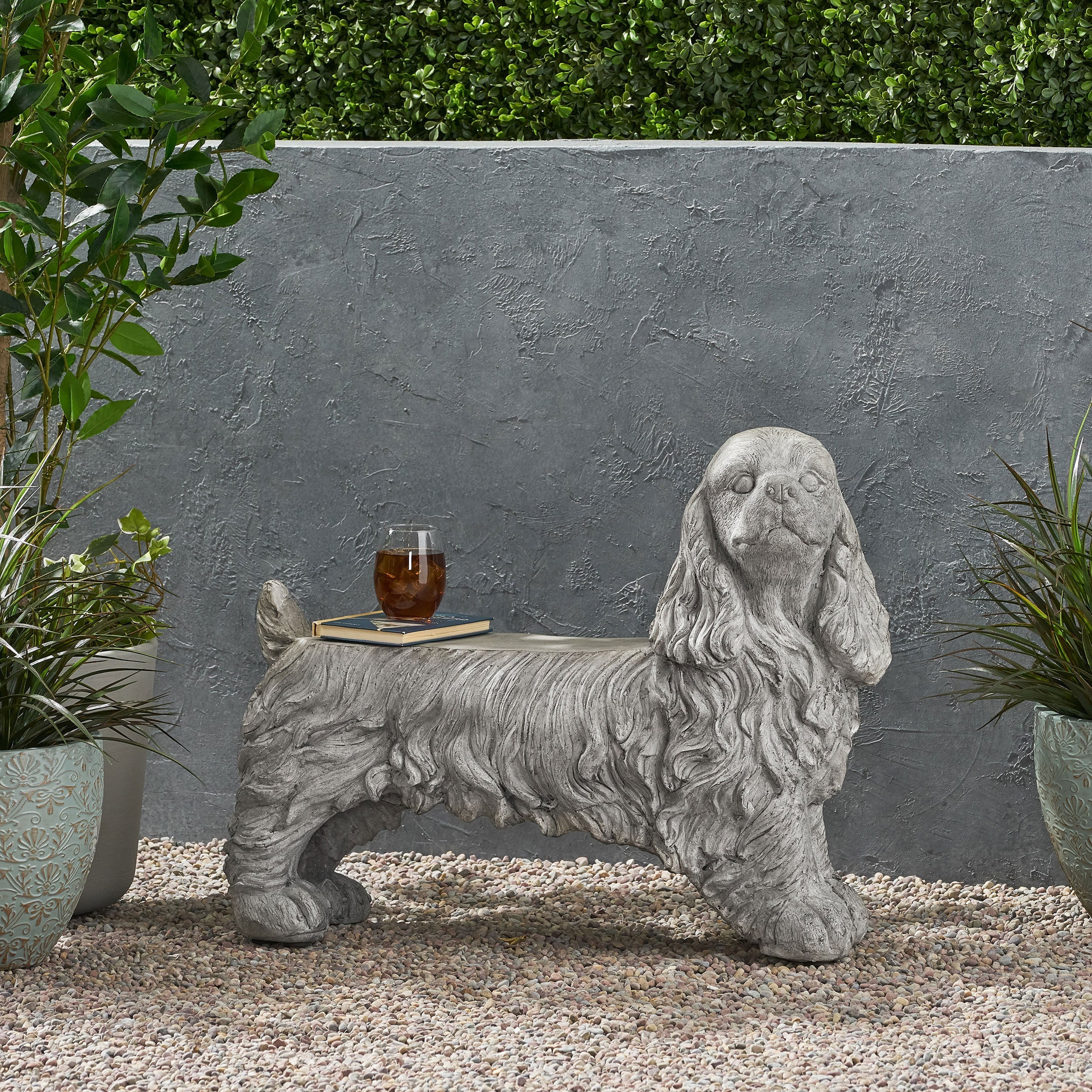 Cocker spaniel outdoor bench