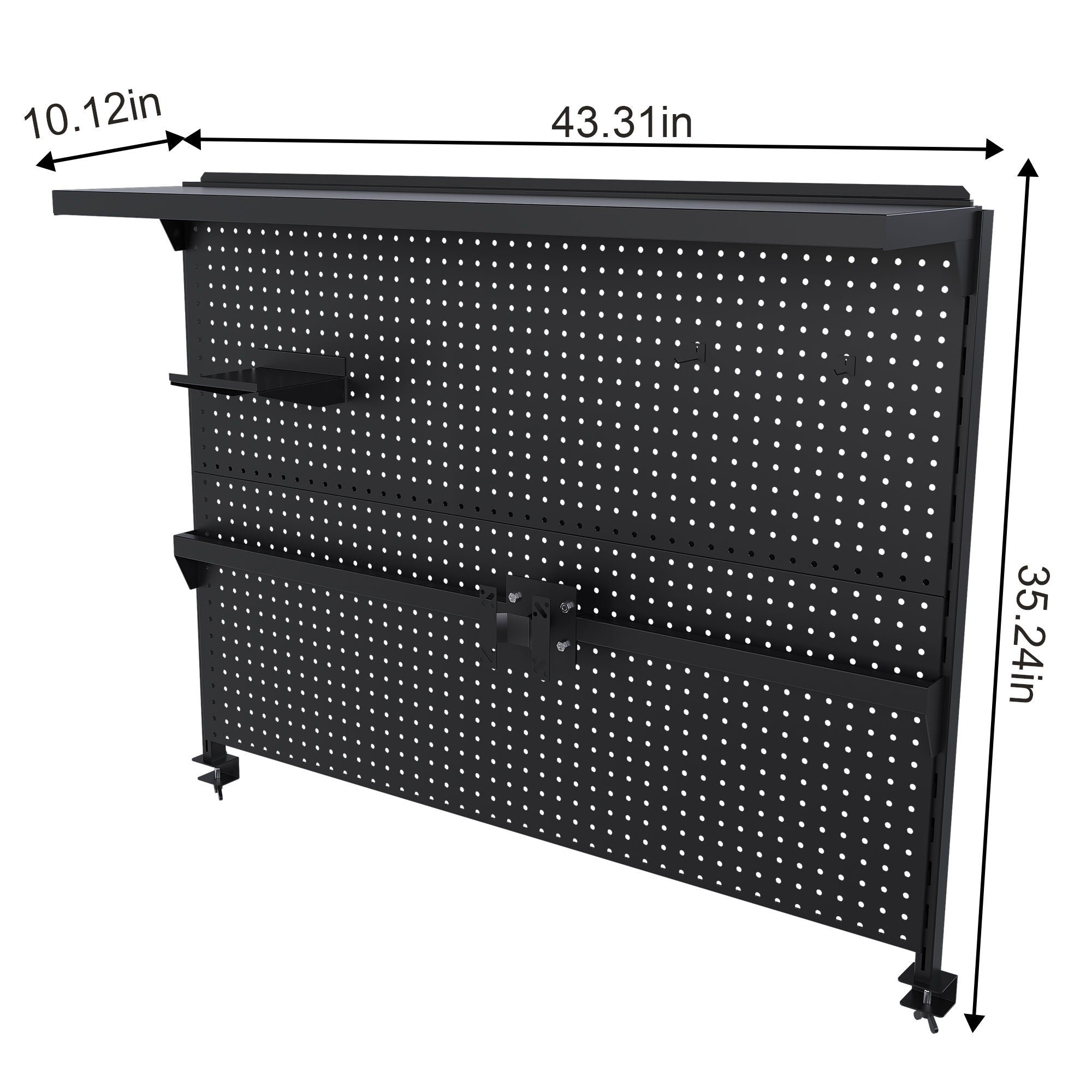 Clamp On Desk Pegboard With Single Monitor Stand
