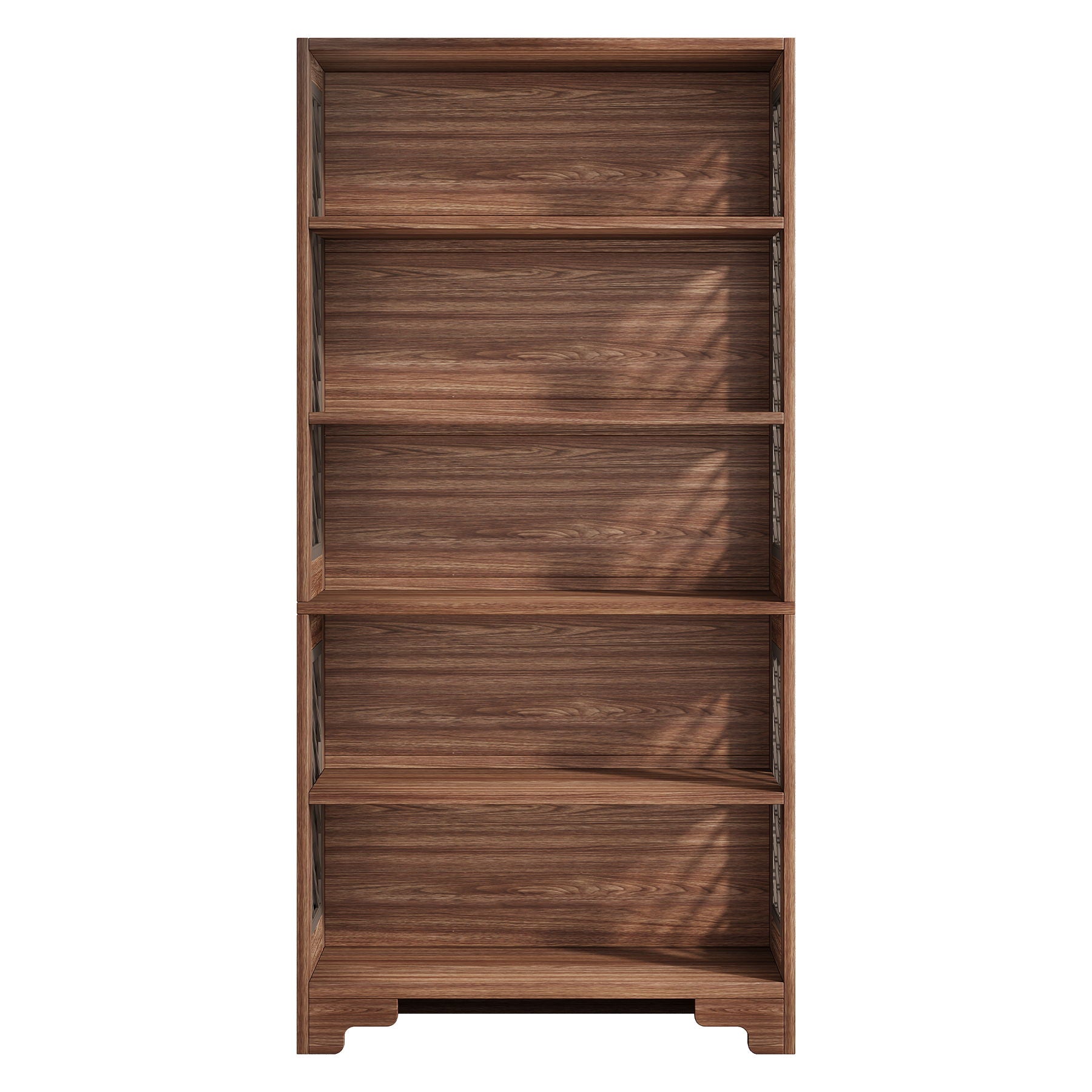 6 Tier Brown Mid Century Bookcase With X Design For Living Room - Brown