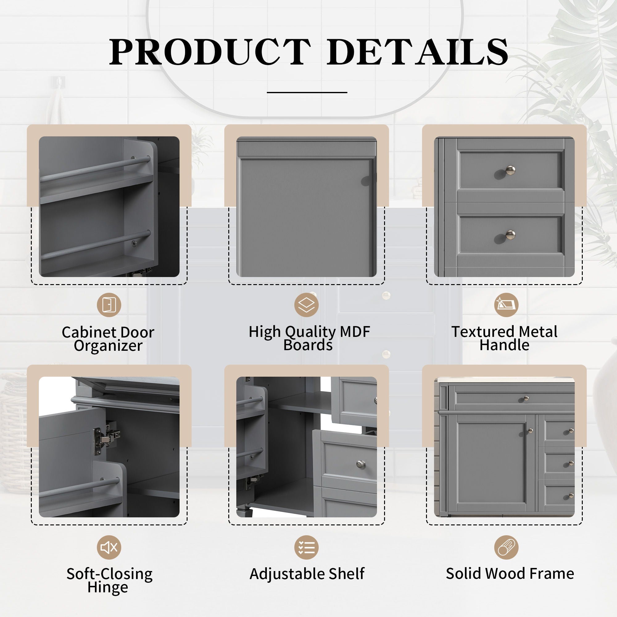 Bathroom Vanity & Top Sink, Modern Bathroom Storage Cabinet With 2 Drawers And A Tip-Out Drawer