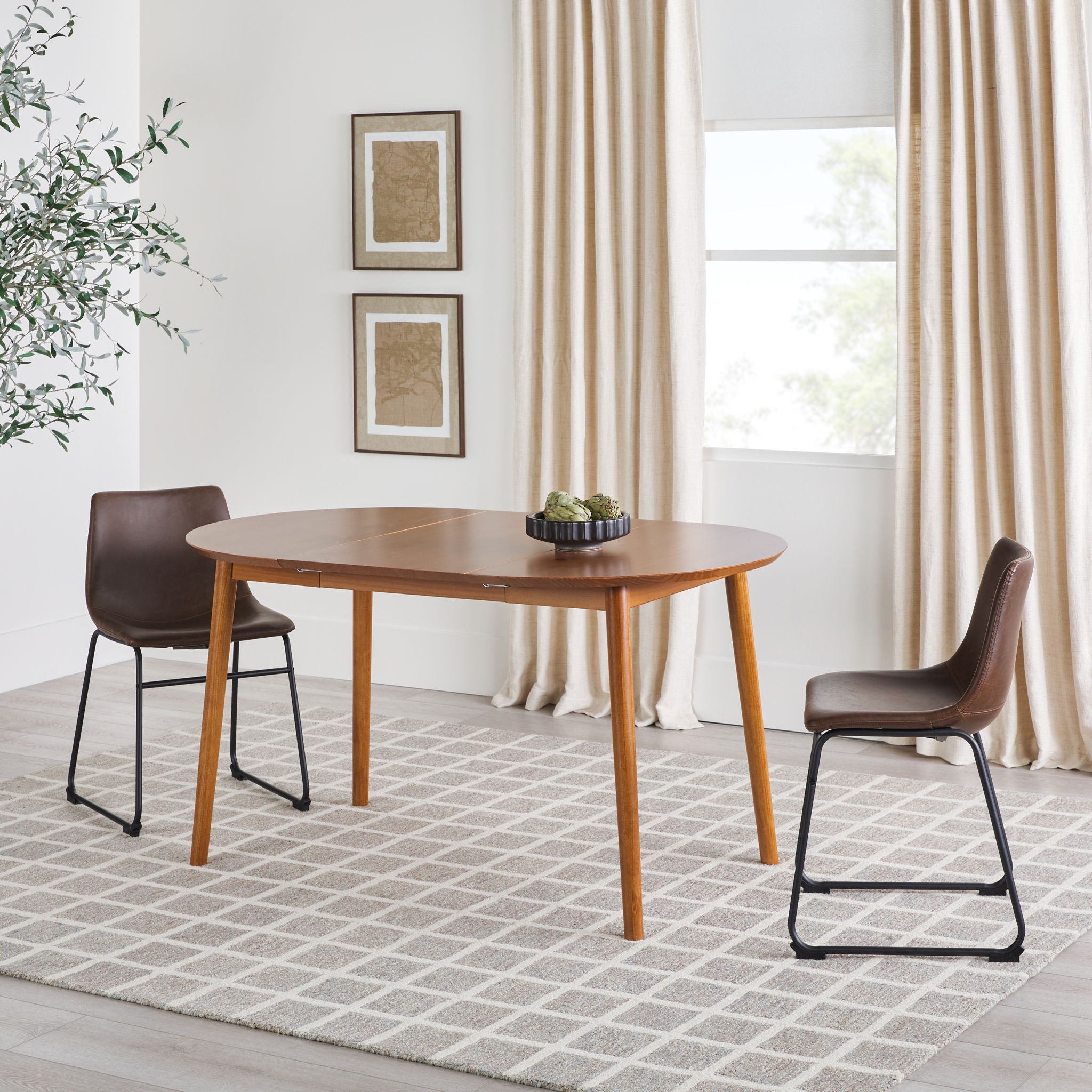 Mid-Century Damsel Extension Dining Table With Removable Leaf - Caramel - Best Buy Furniture