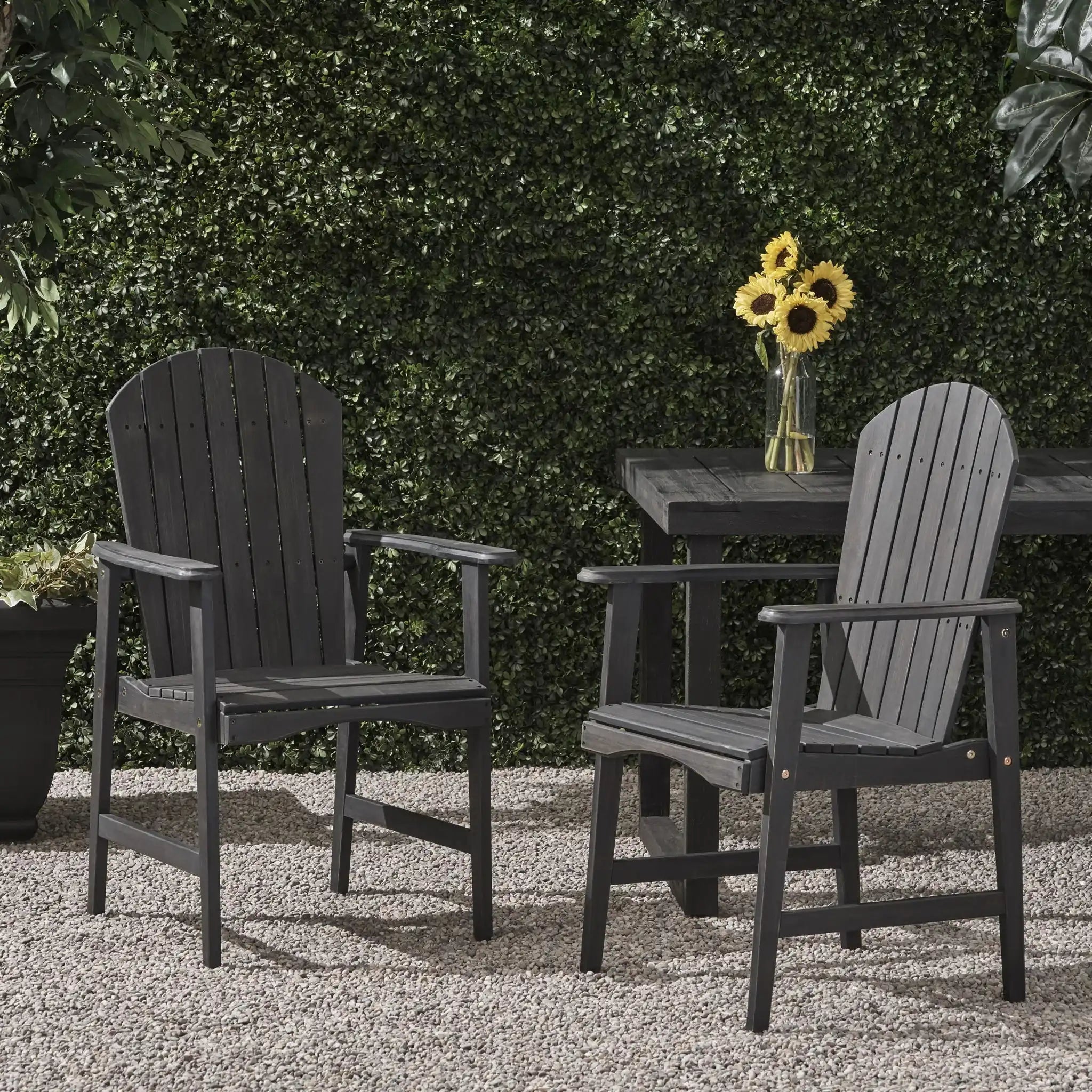 Outdoor Weather Resistant Acacia Wood Adirondack Dining Chairs (Set of 2)