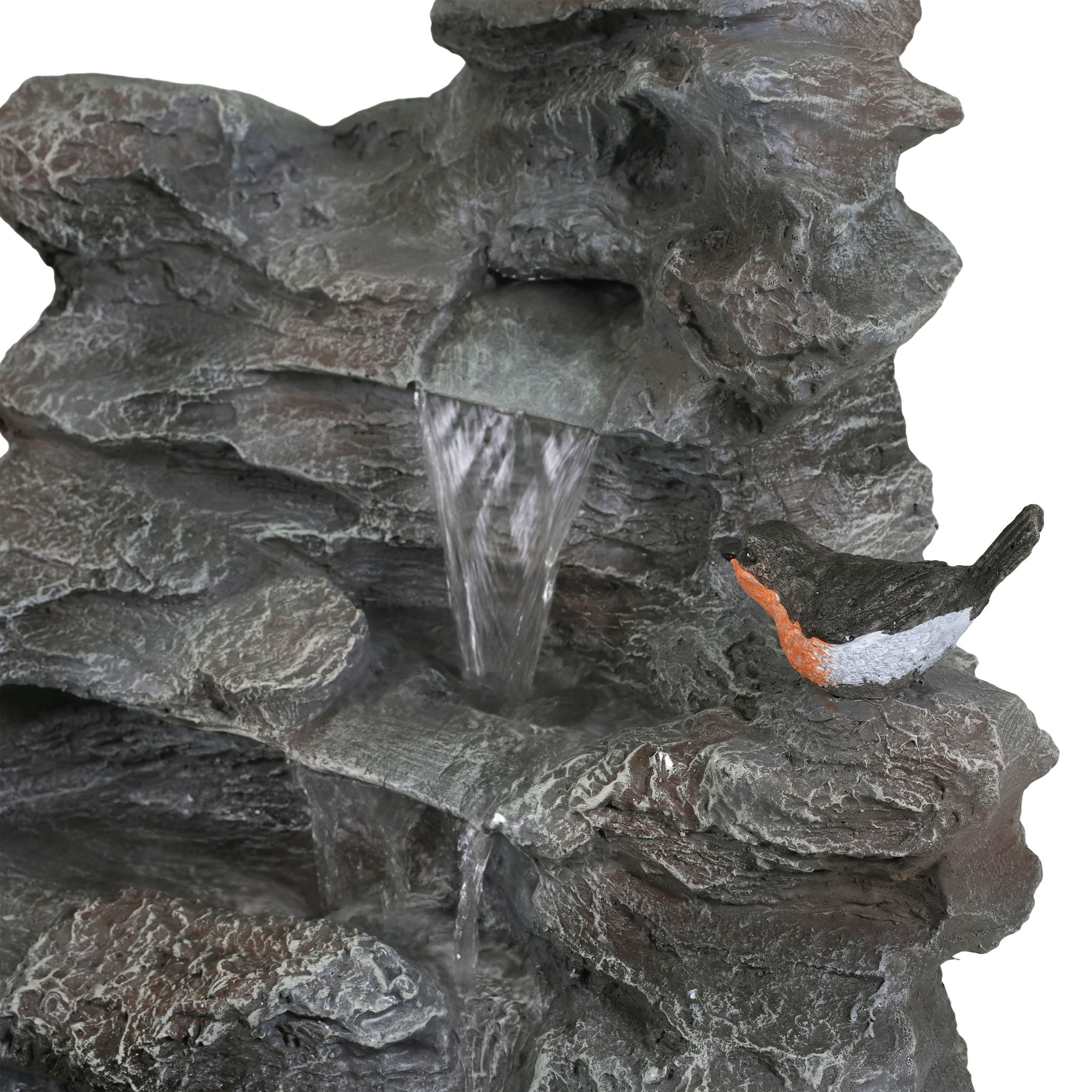 Concrete Rock Waterfall Fountain With LED Lights, Outdoor Garden Decor