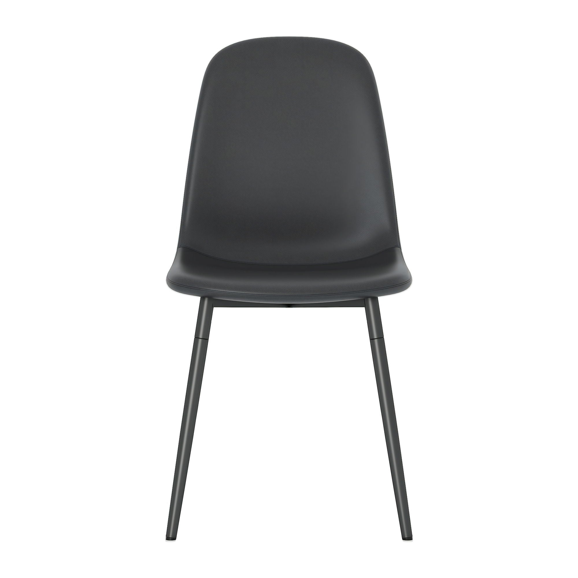 Modern Medieval Style Cushioned Side Chairs Set With Black Metal Legs For Kitchens