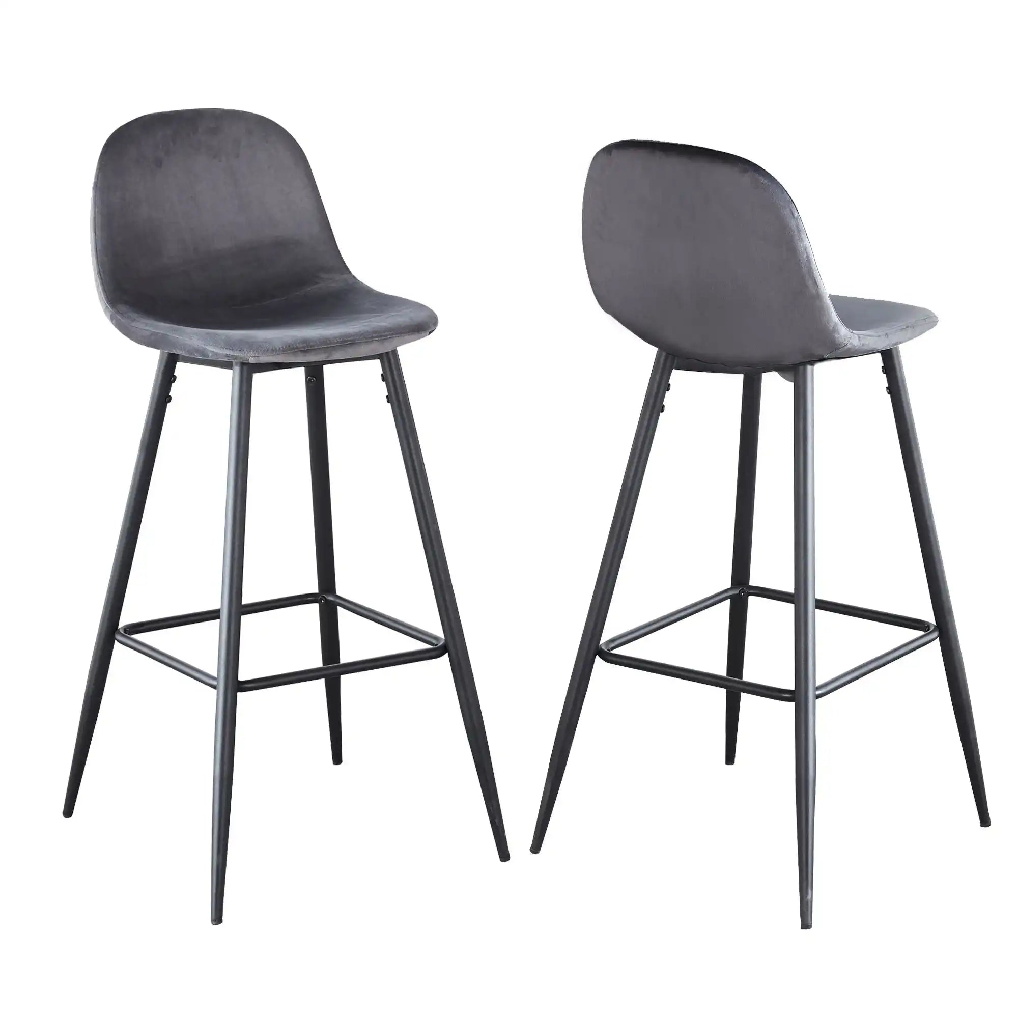 Velvet Barstool With Back (Set of 2)