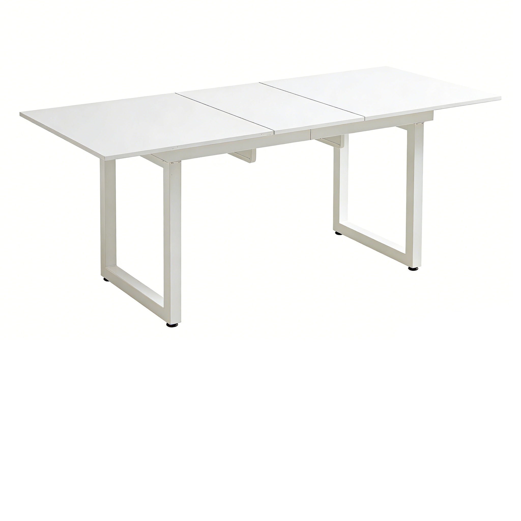 Square Extendable Dining Table With Metal Leg, Modern Space Saving Kitchen Table For Living Room