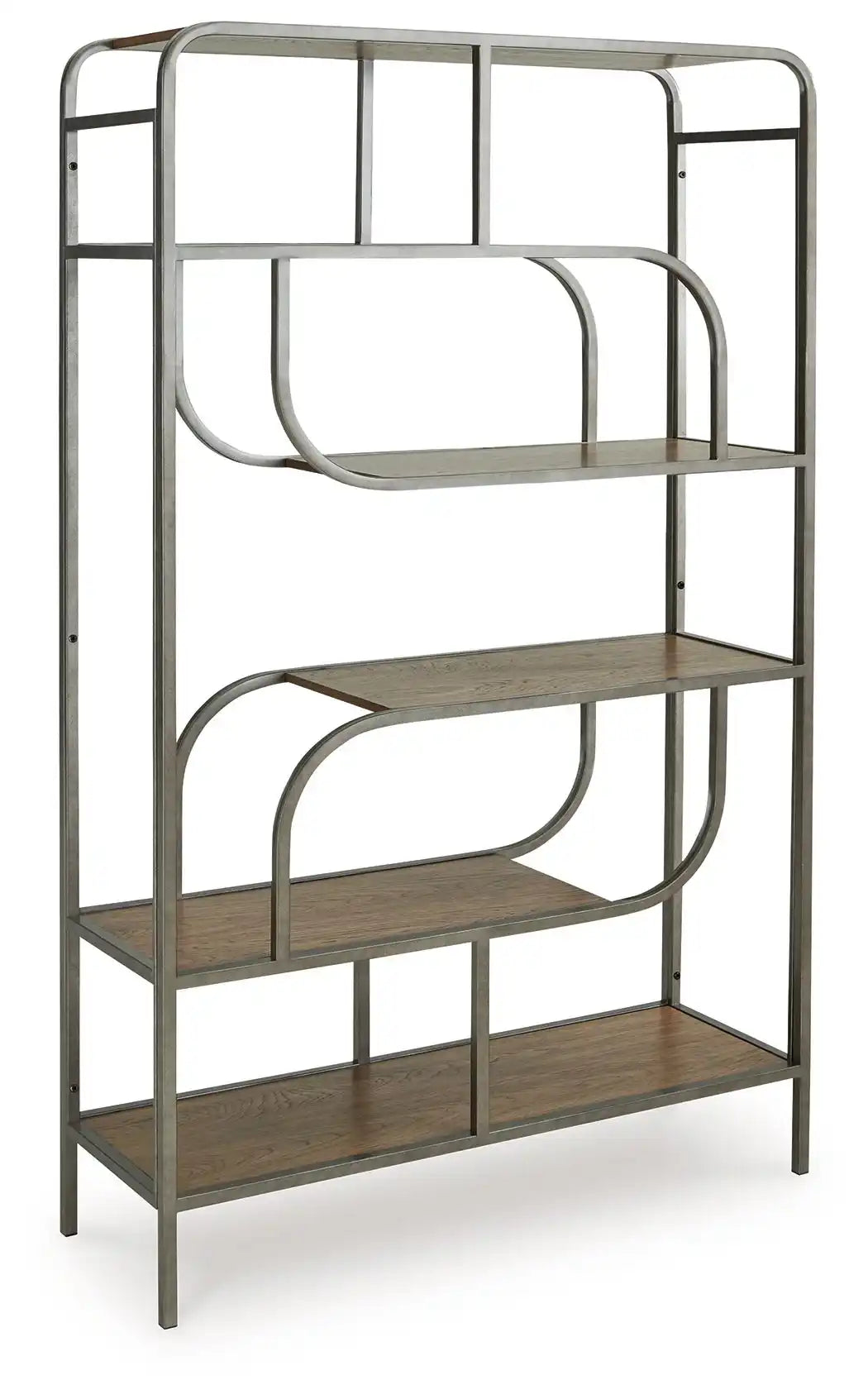 Jaddon - Bookcase - Brown / Antique Silver - Best Buy Furniture