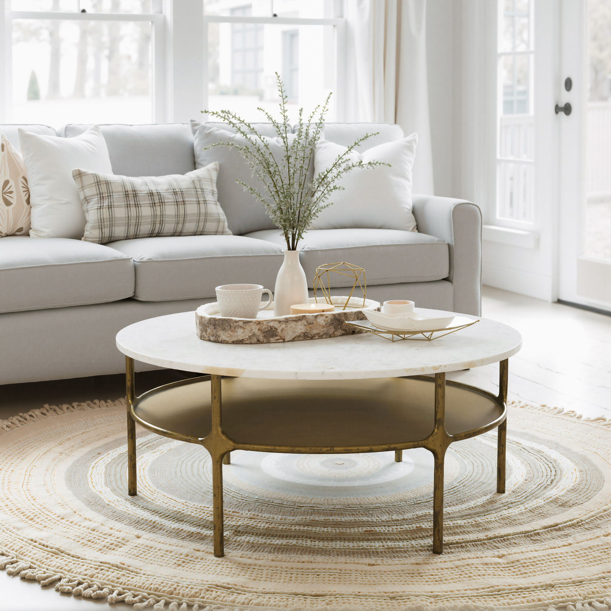 Bild - Coffee Table - White & Brass