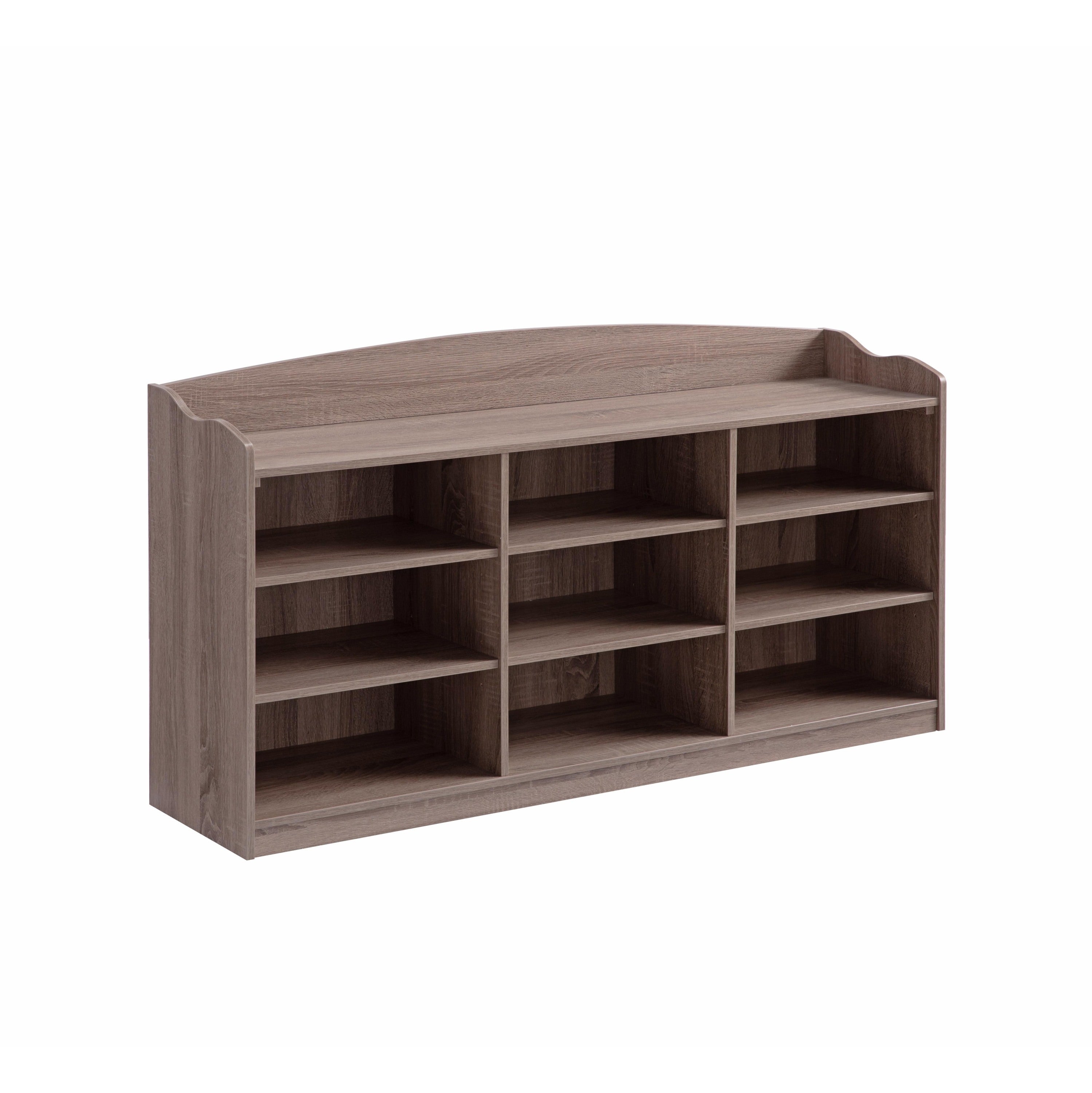 Wooden Shoe Storage Bench with Nine Storage Shelves
