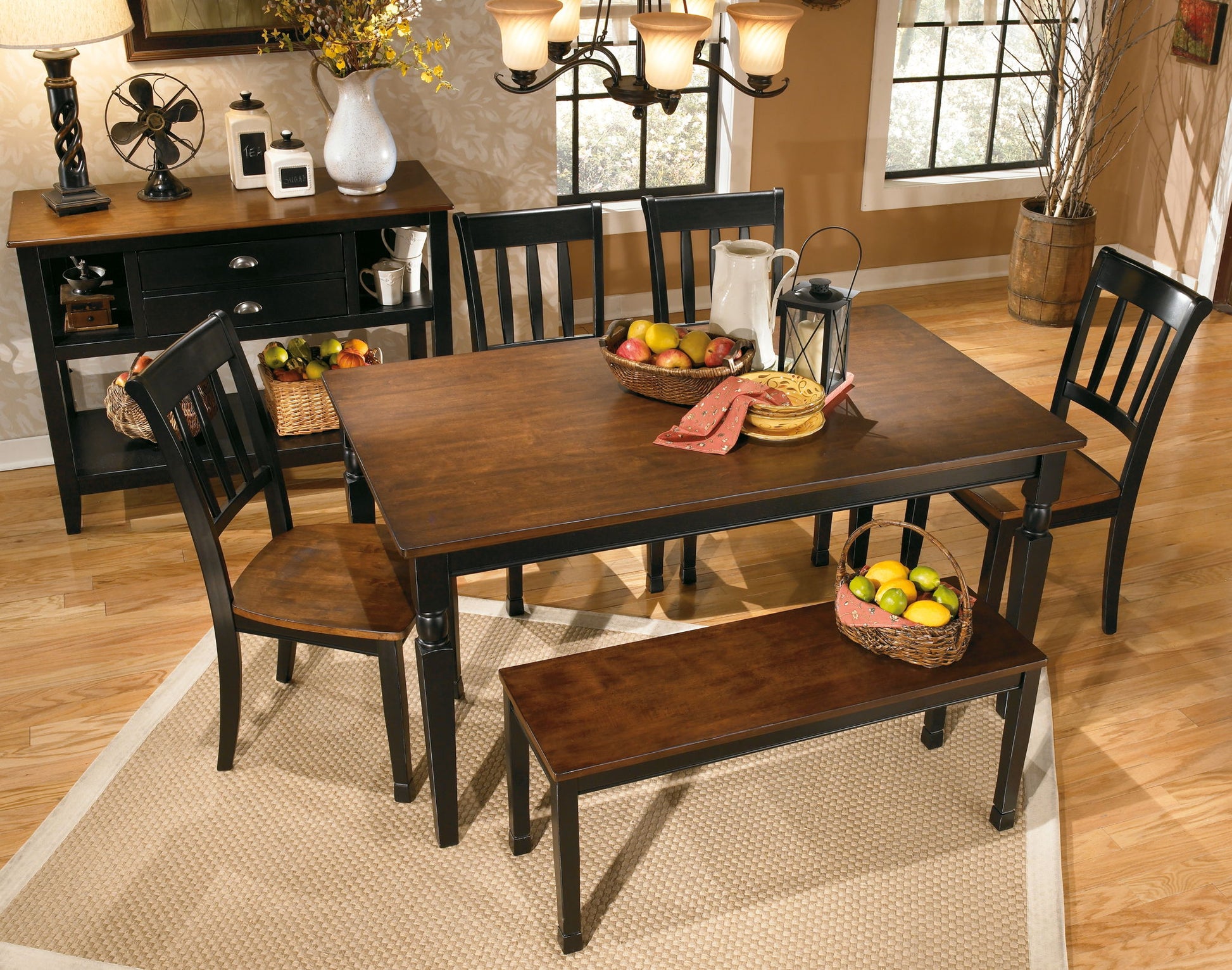 Owingsville - Large Dining Room Bench - Black / Brown - Best Buy Furniture