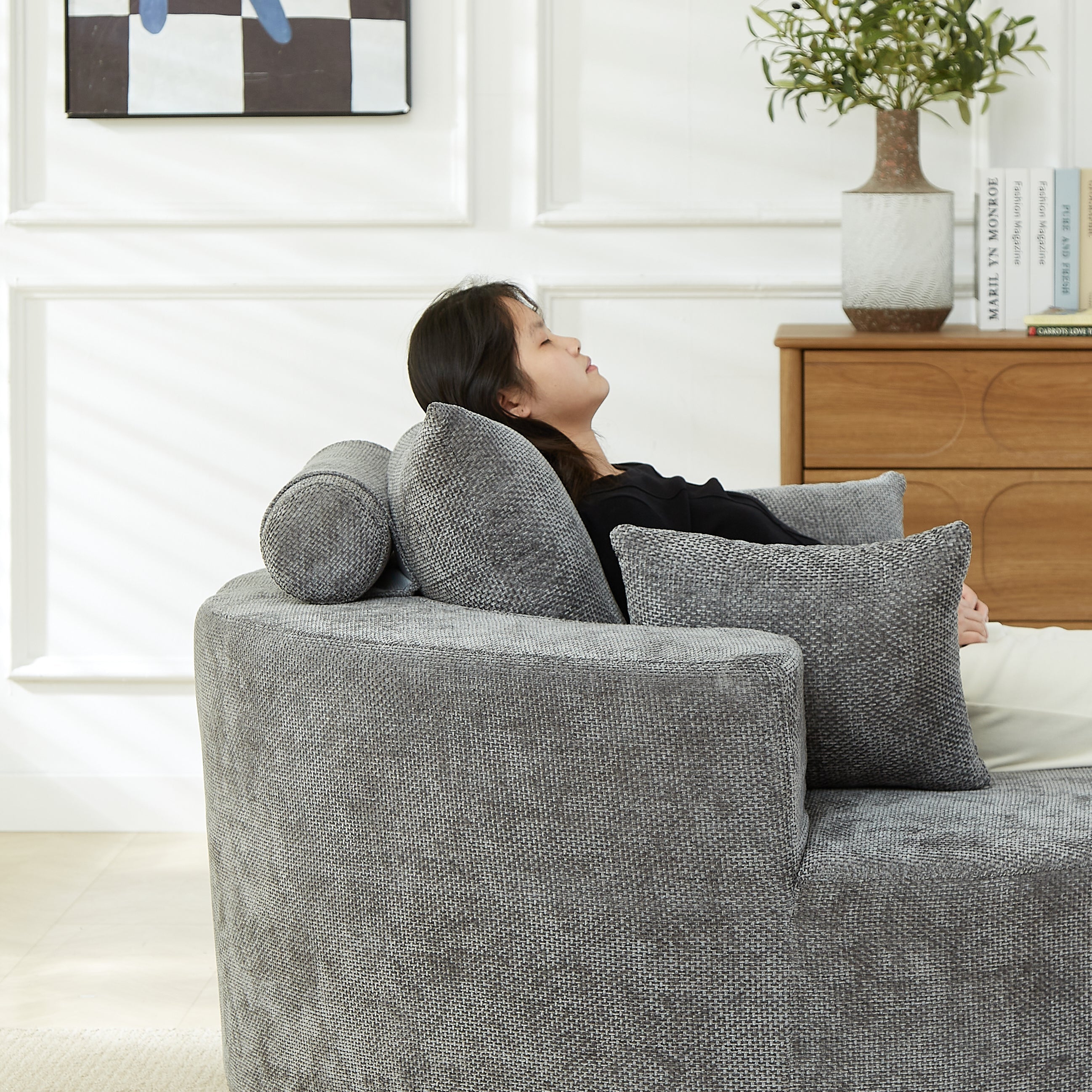 55'' Chenille Foam Single Swivel Chair