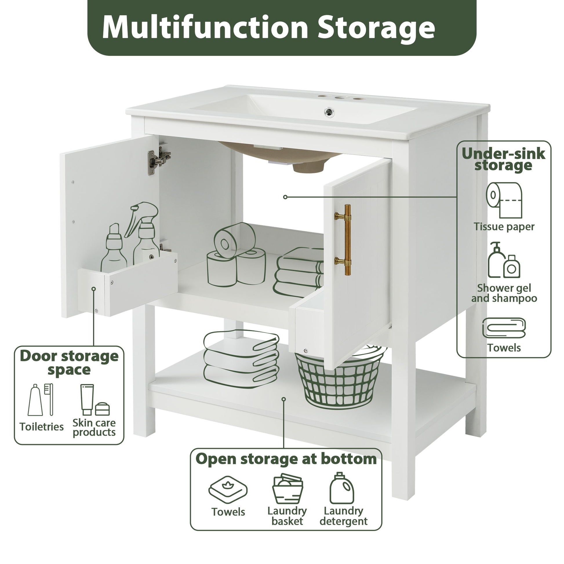 Elegant Bathroom Vanity With Ceramic Sink And Versatile Storage - Best Buy Furniture