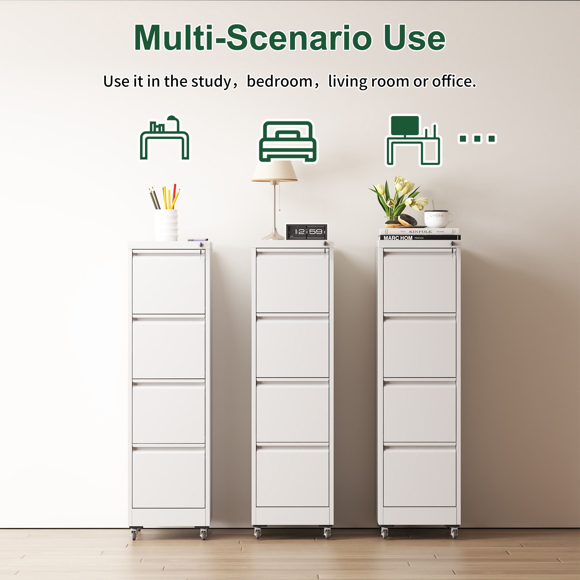 Drawer Metal Locking Vertical File Cabinet With Wheels Heavy Duty Lockable Storage