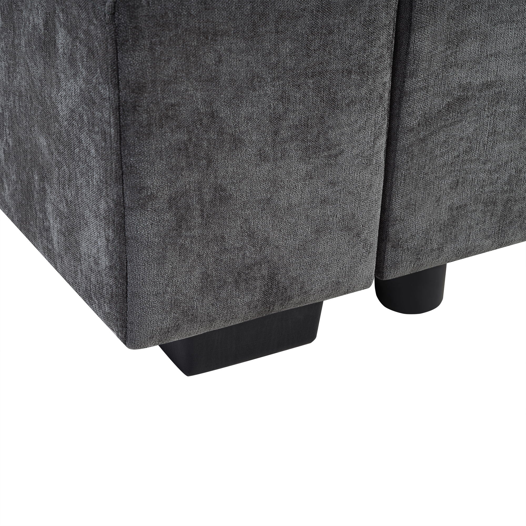 Modern L Shaped Sectional Sofa With Chenille Upholstery And Wooden Storage