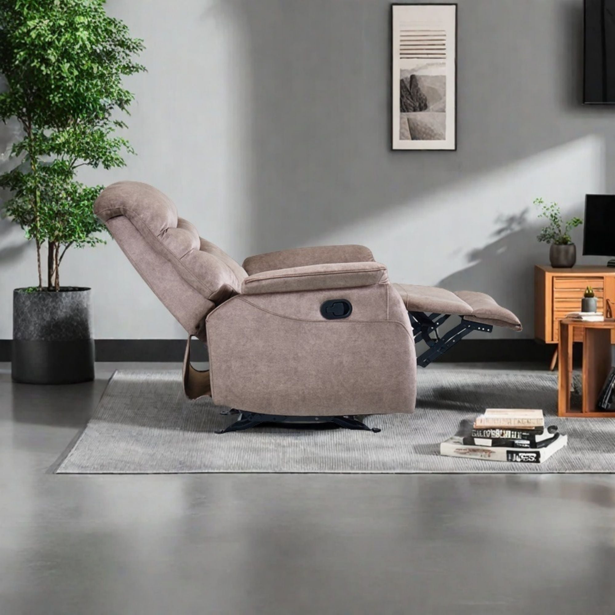 Rocking Recliner Chair For Living Room, Adjustable Modern Recliner Chair, Recliner Sofa With Lumbar Support, Classic And Traditional Recliner Chair With Comfortable Arm And Back Sofa - Dark Gray