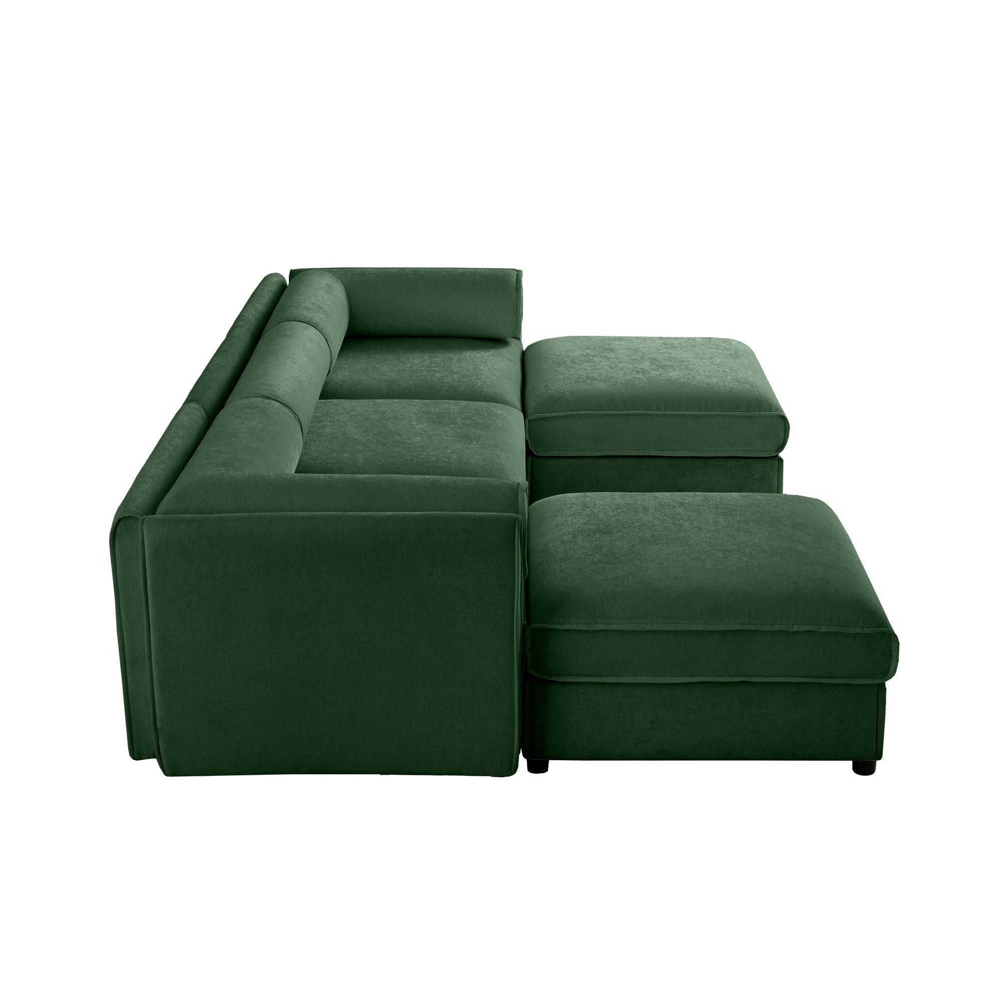 Contemporary Elegant White Chenille Sofa With Storage And Ottoman