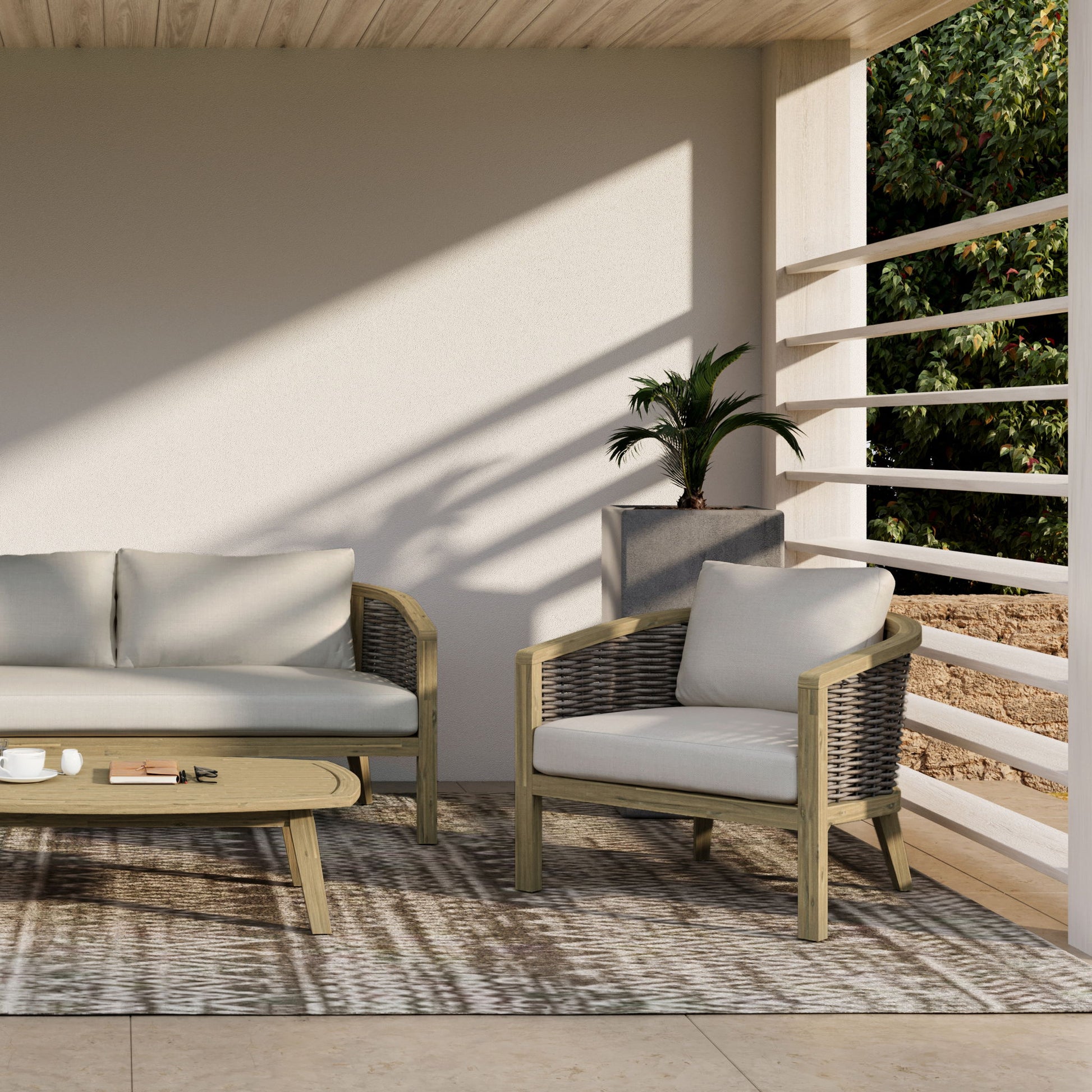 Parkside - Outdoor Conversation Chair (Set of 2) - Natural - Best Buy Furniture