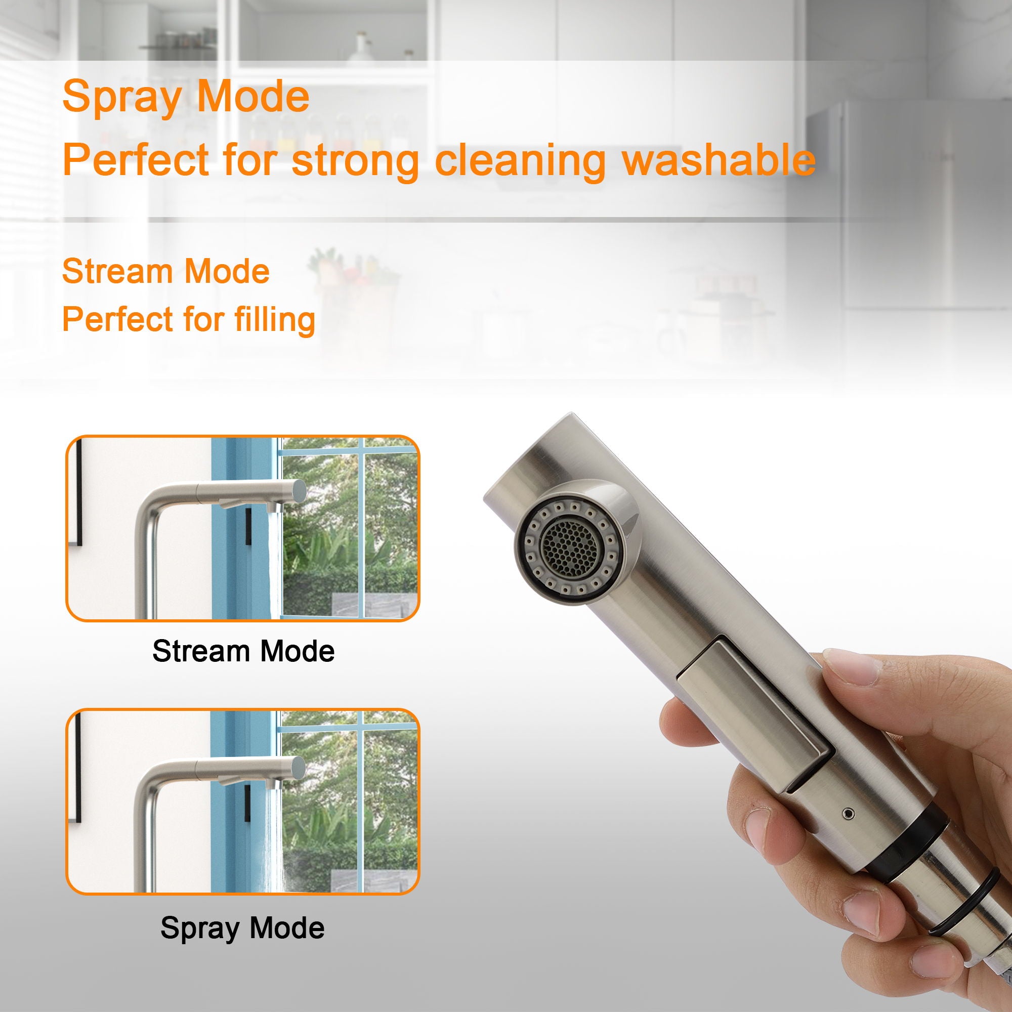 Kitchen Faucet With Pull Down Sprayer - Brushed Nickel