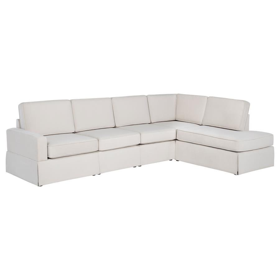 Delmar - Velvet Upholstered Sectional Sofa Skirted Base - Latte