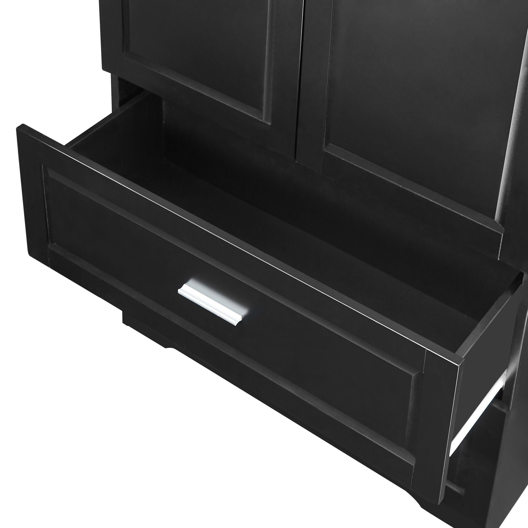 Tall Bathroom Storage Cabinet, Cabinet With 2 Doors And Drawers, Adjustable Shelf
