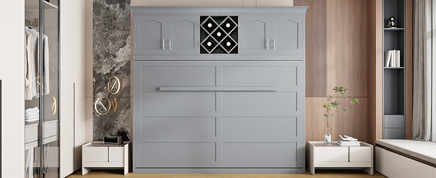 Murphy Wall Bed With Top Cabinets & Wine Rack