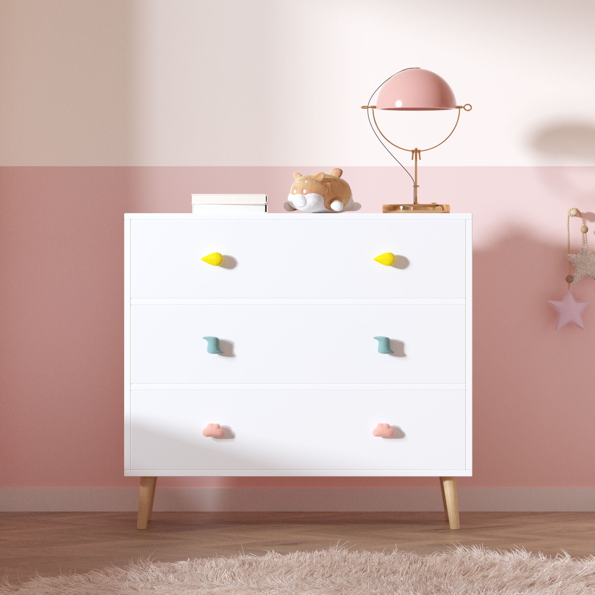 3 Drawer Dresser, Storage Cabinet With Anti Tip Safety