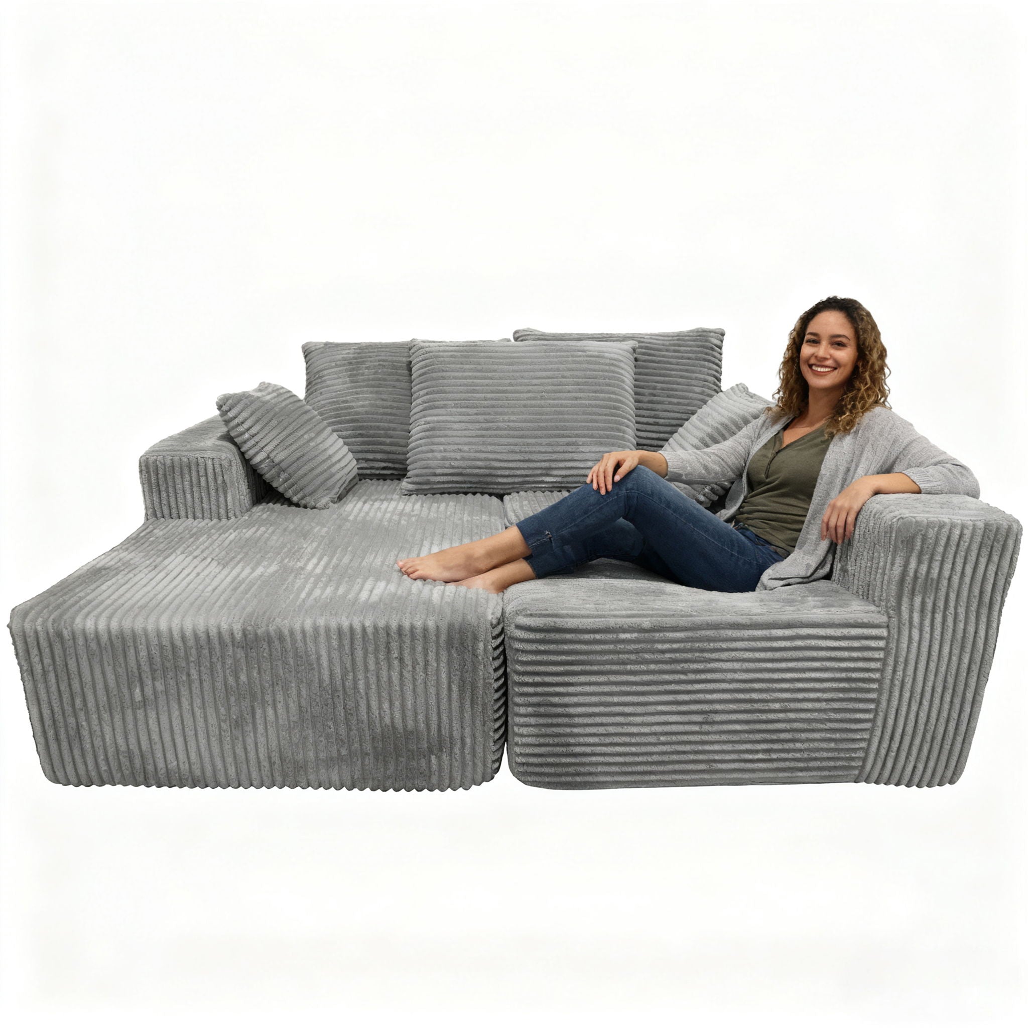 Corner Combination Sofa Sectional Couch With Soft Plush Fabric