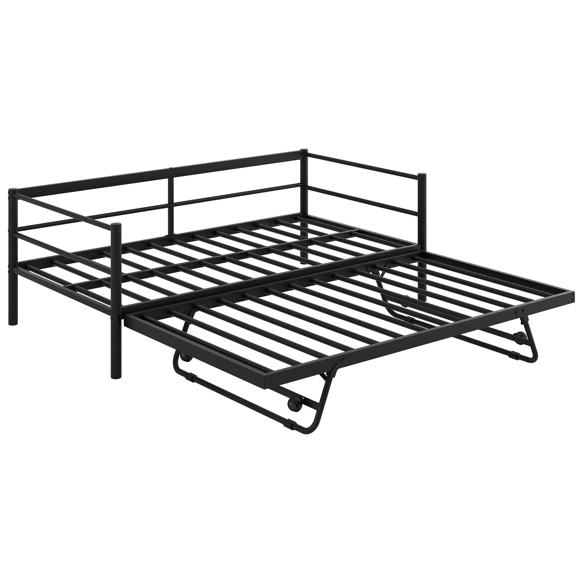 Industrial Metal Daybed With Adjustable Pop Up Trundle And LED Strip