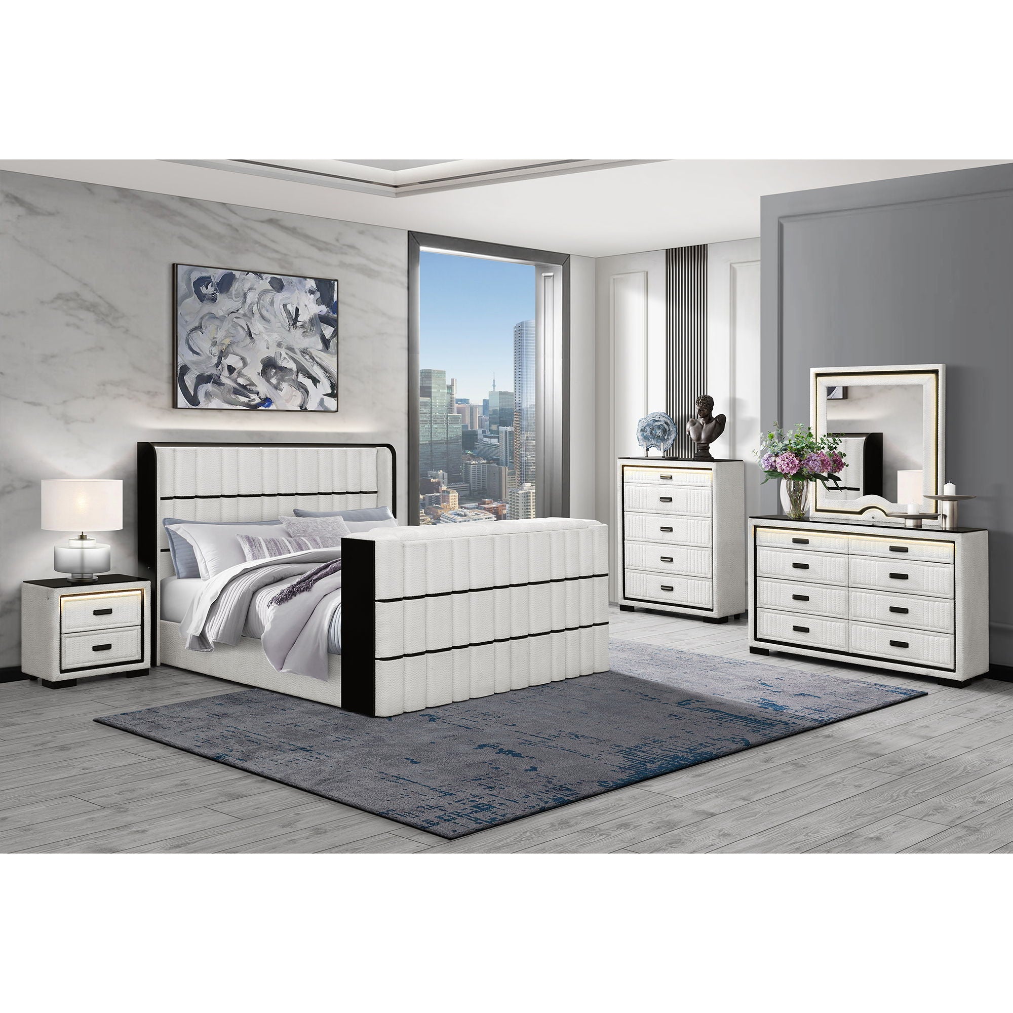 Isaiah - Mirror With Upholstered Frame And LED Lighting