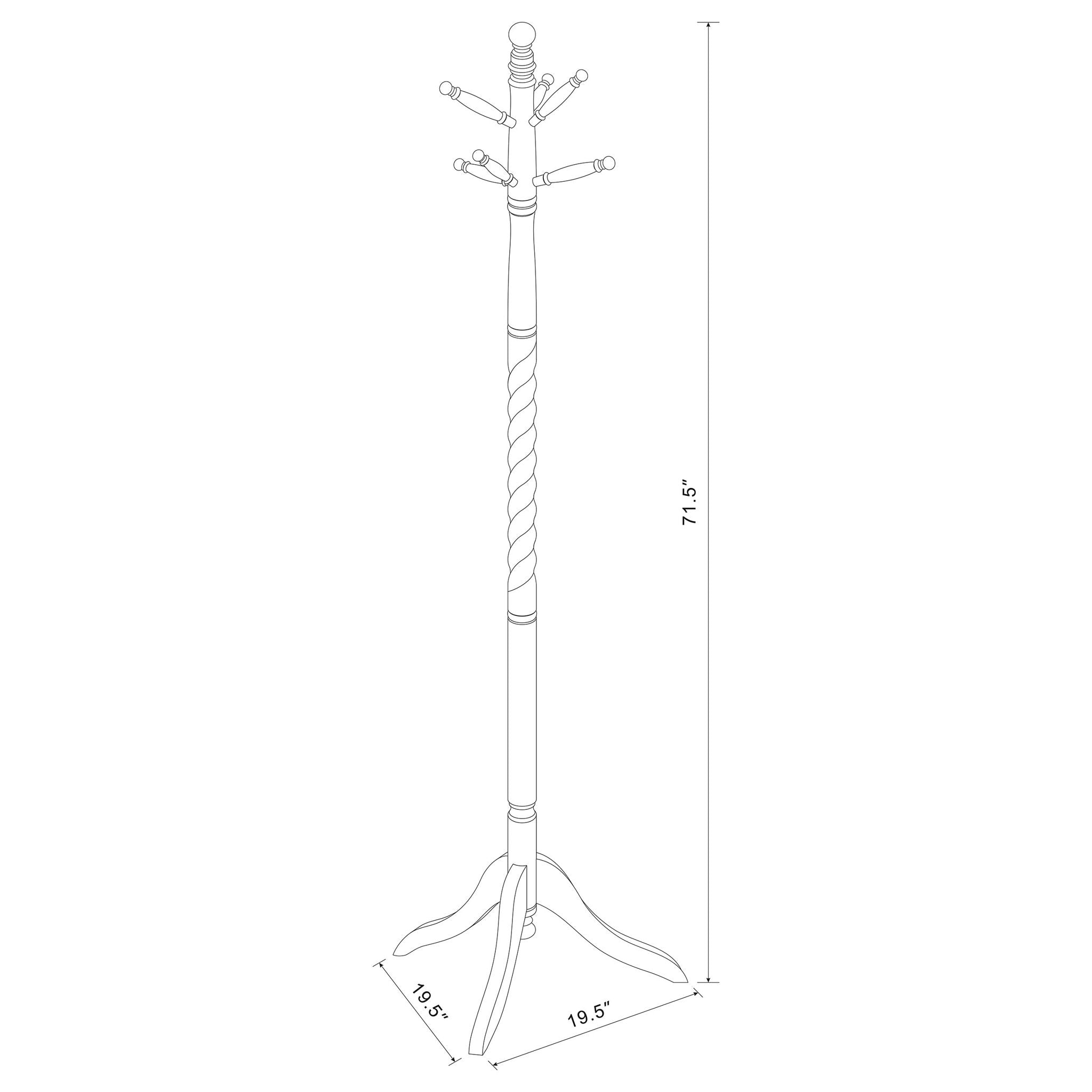 Coat Rack With Post Traditional Entryway Organizer With 6 Hooks - Brown