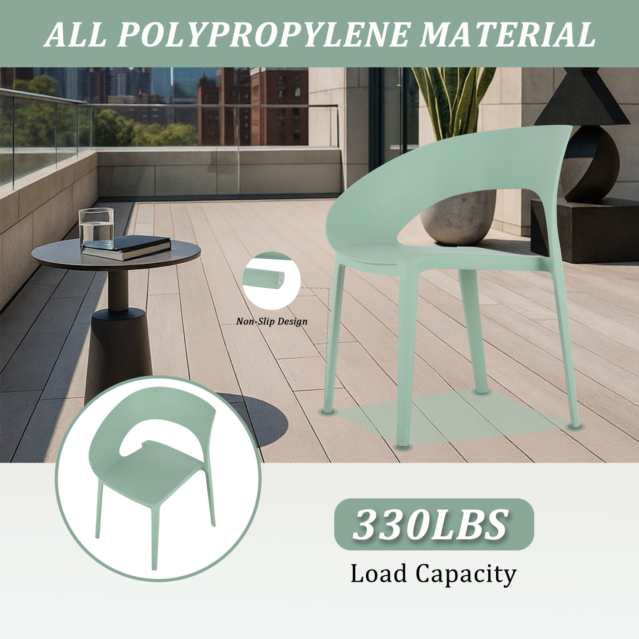 4 Piece Set Of Modern Designed Single Chairs With Long Table