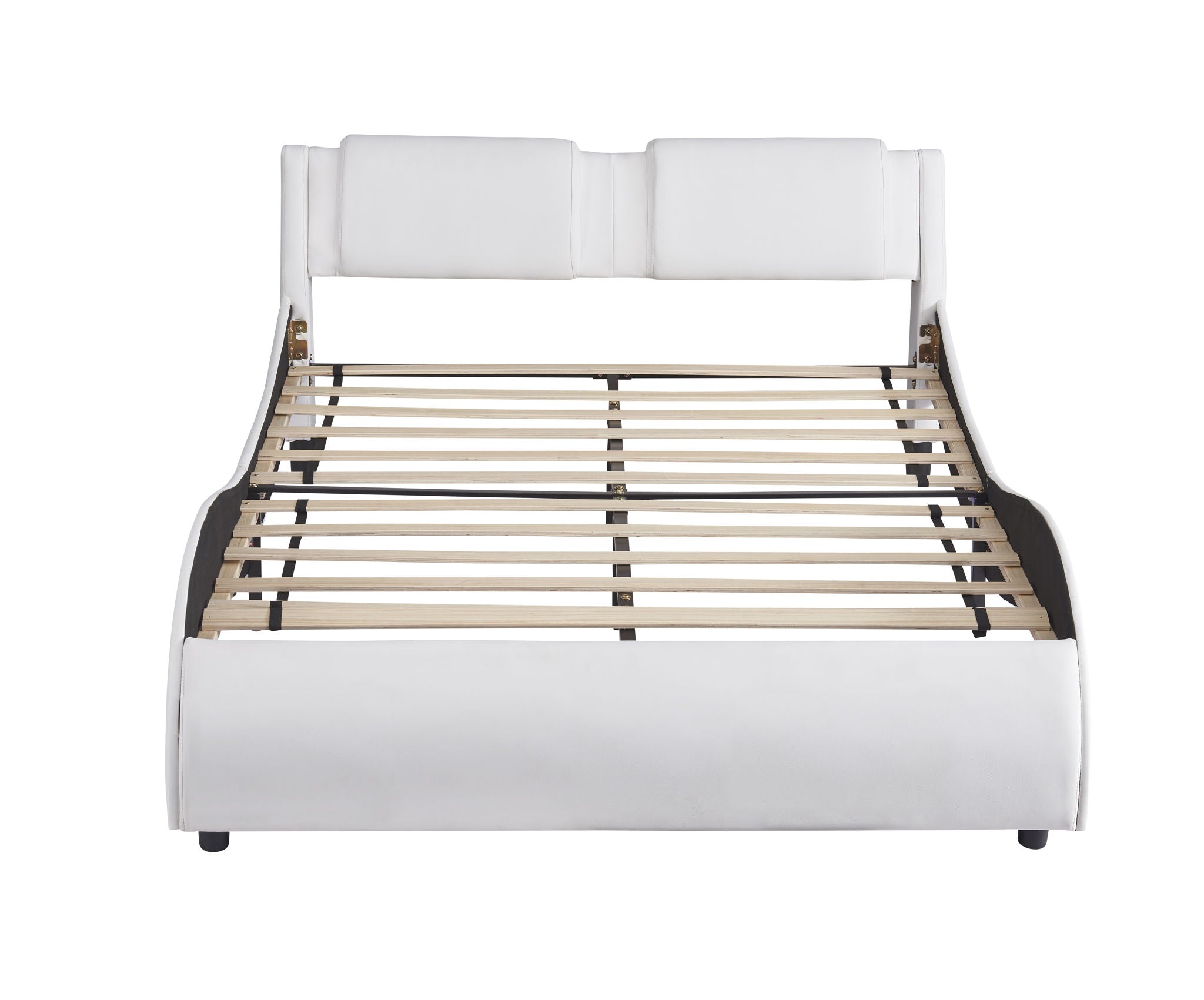 Upholstered Platform Bed With LED Light, Frame Slatted