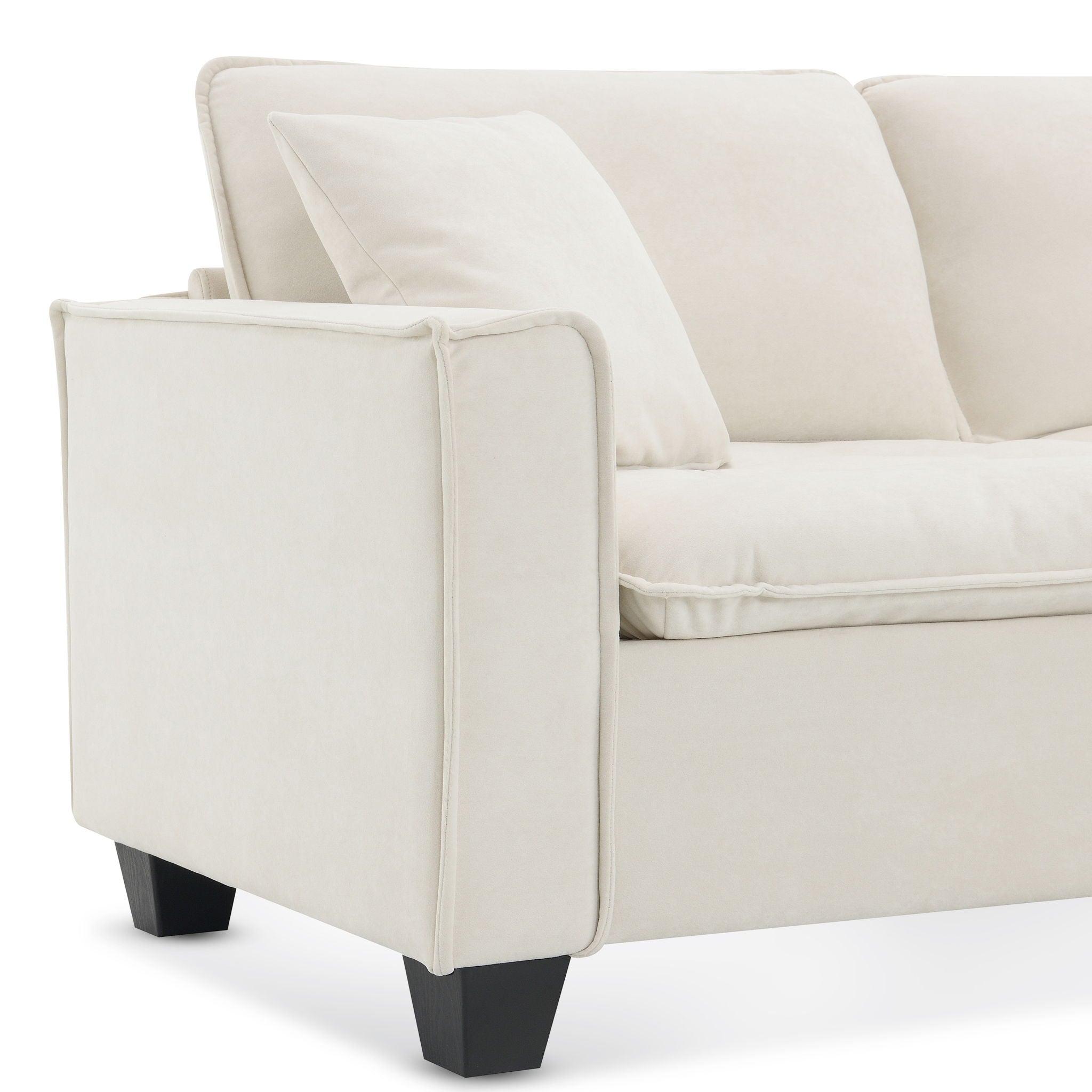 Modern Convertible Sectional L Shaped Reversible Couch Set With Free Pillows 4 Seat Suede Sleeper Sofa With Ottoman