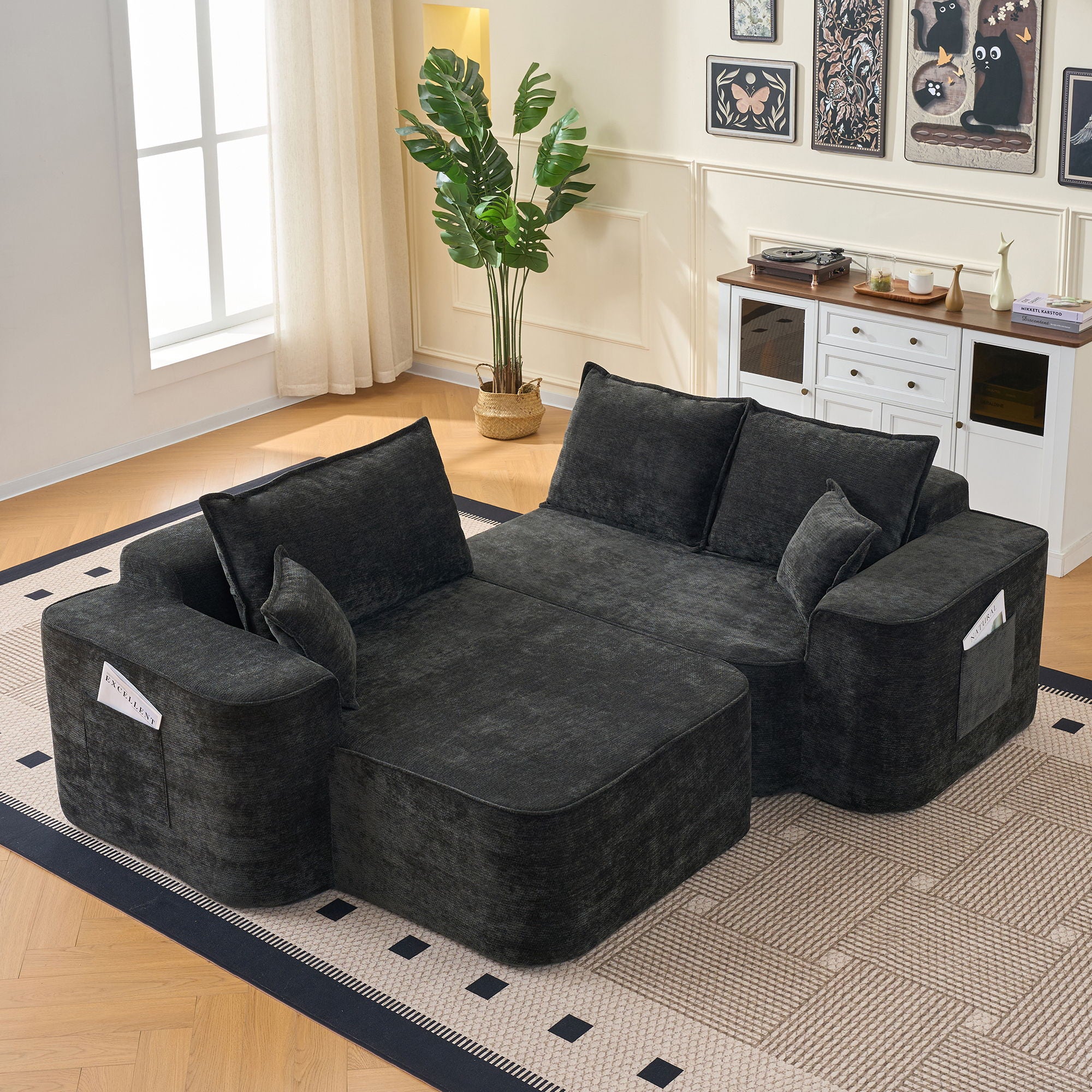 L-Shaped Sectional Sofa Couch With Chaise, Extra Deep Seats