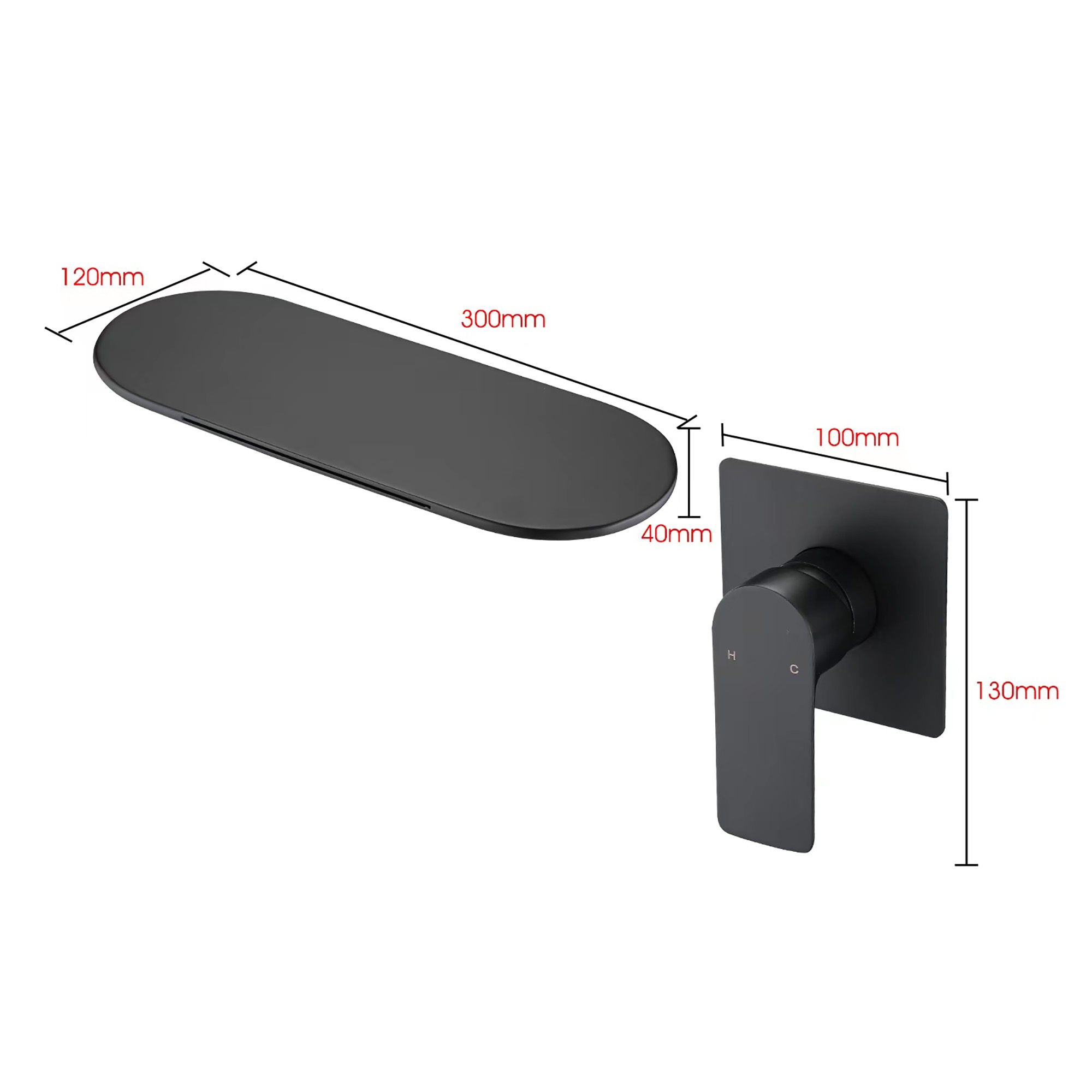 Modern Wall Mount Bathtub Faucet With Single Handle And Waterfall Spout - Matte Black