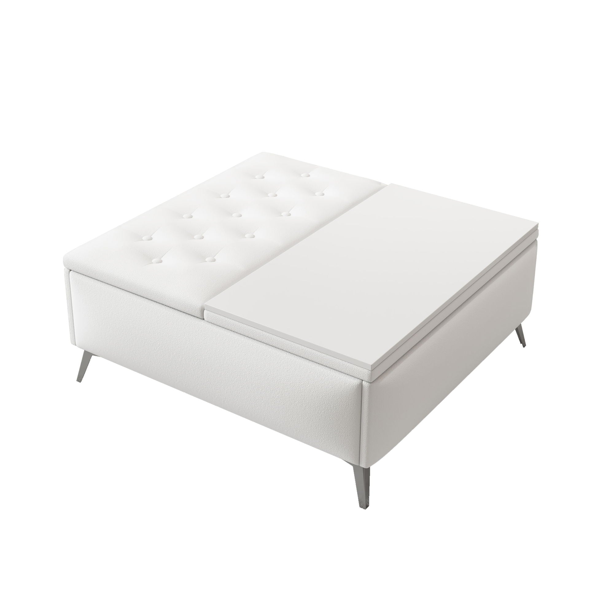 Modern Square Storage Ottoman Coffee Table With Lift-Top Design
