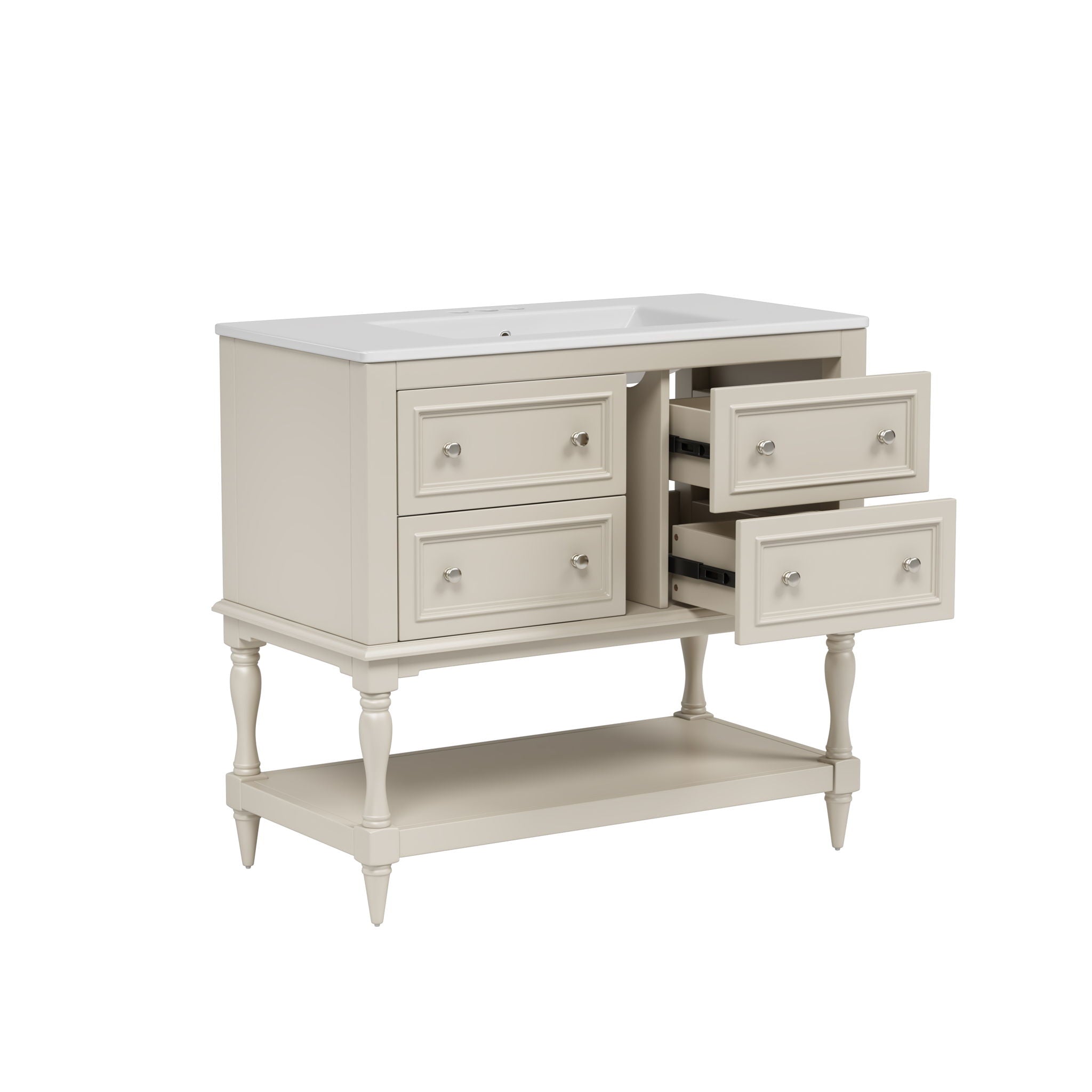 Bathroom Vanity Cabinet With Undermount Sink, 4 Drawer Set